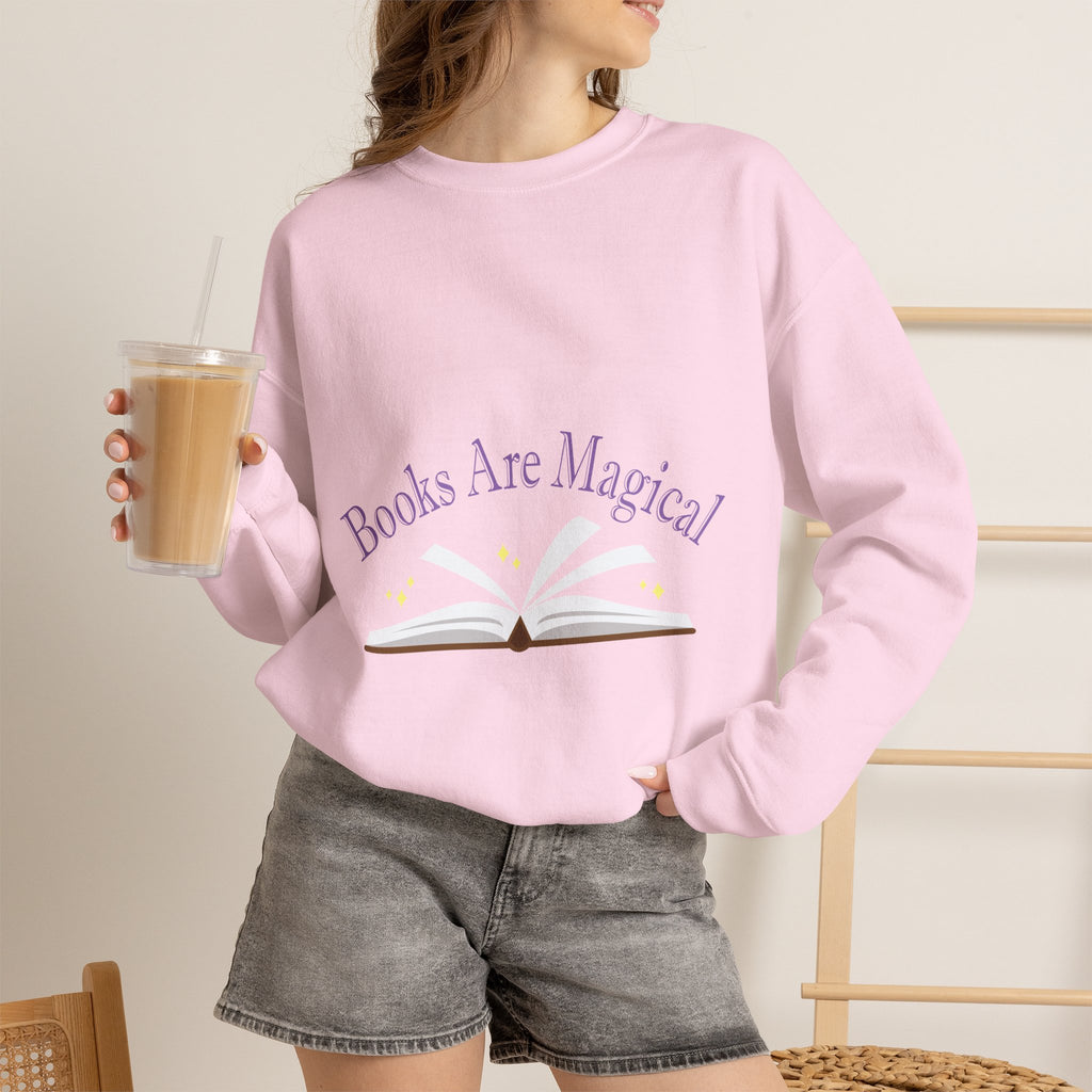 Books Are Magical Graphic Design Sweatshirt — Open Book Design for Readers & Book Lovers