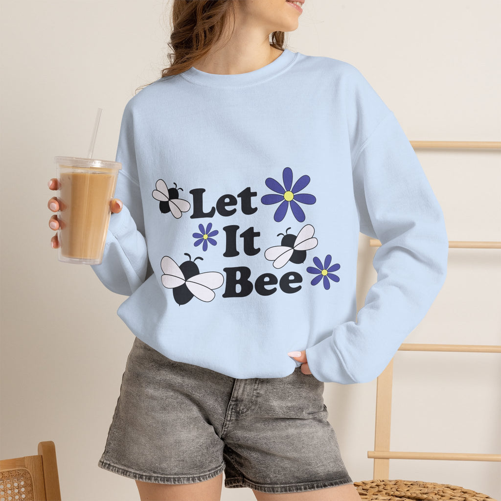 Let It Bee Graphic Design Sweatshirt - Cute Bees & Flowers