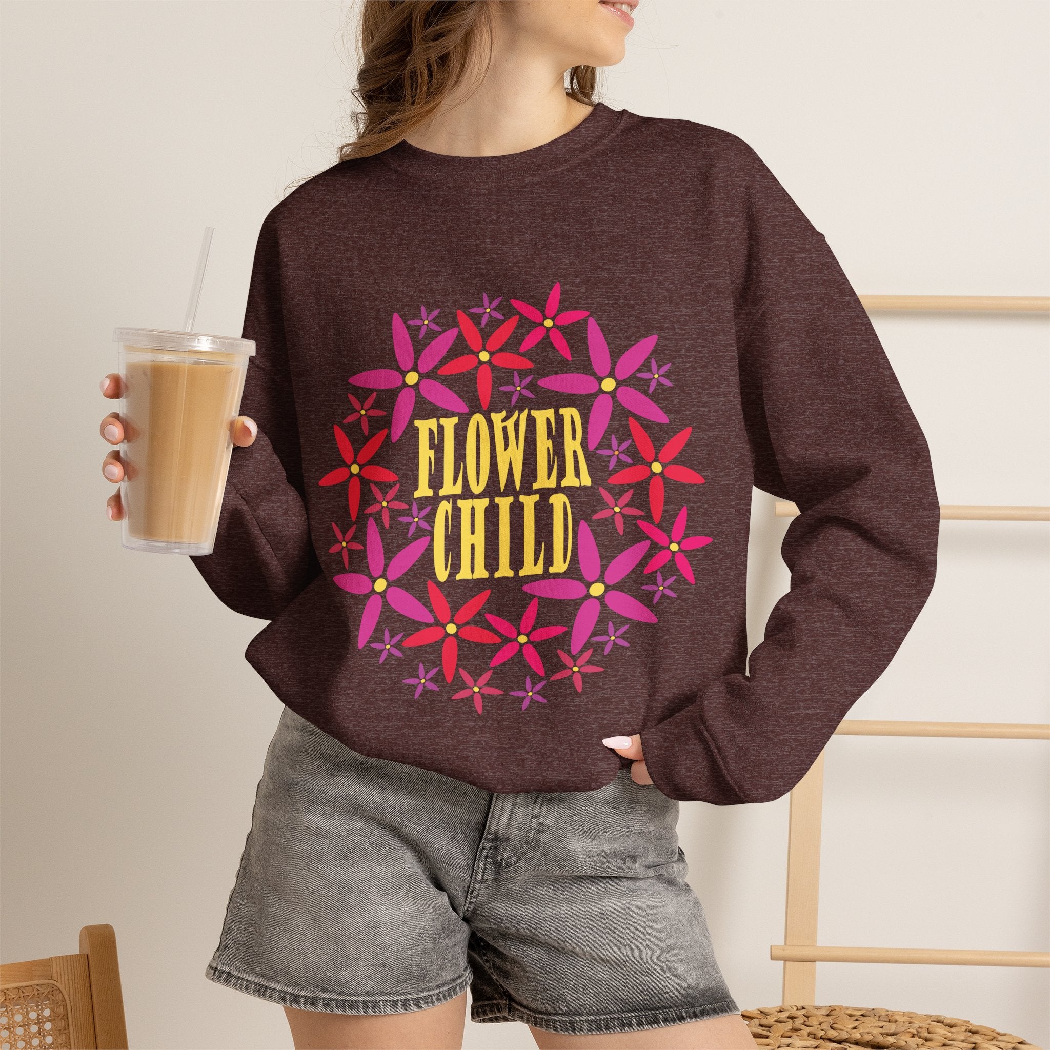 Flower Child Graphic Design Sweatshirt — Retro Floral Style