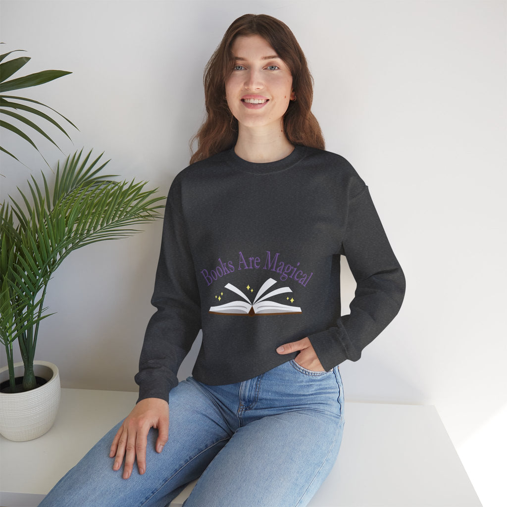 Books Are Magical Graphic Design Sweatshirt — Open Book Design for Readers & Book Lovers