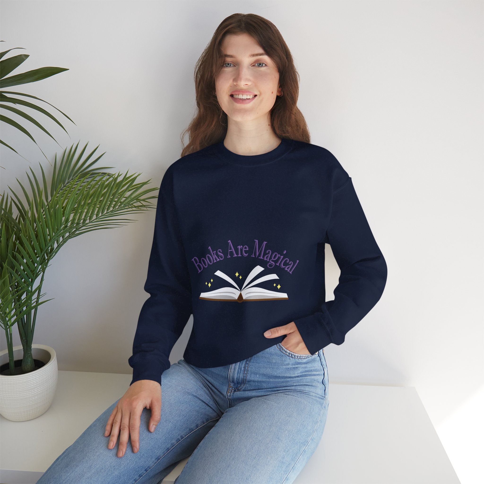 Books Are Magical Graphic Design Sweatshirt — Open Book Design for Readers & Book Lovers