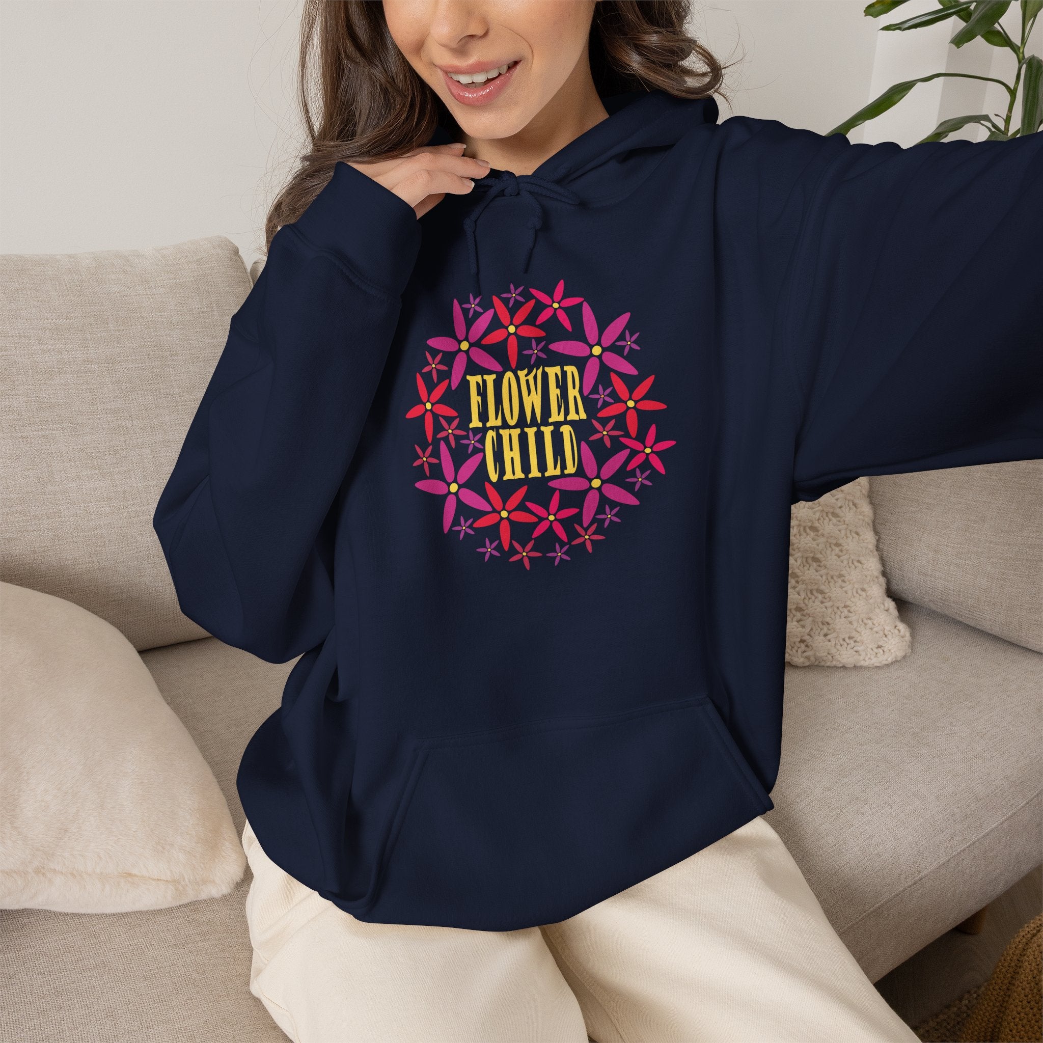 Flower Chil Graphic Design Hoodie — Retro Floral Style