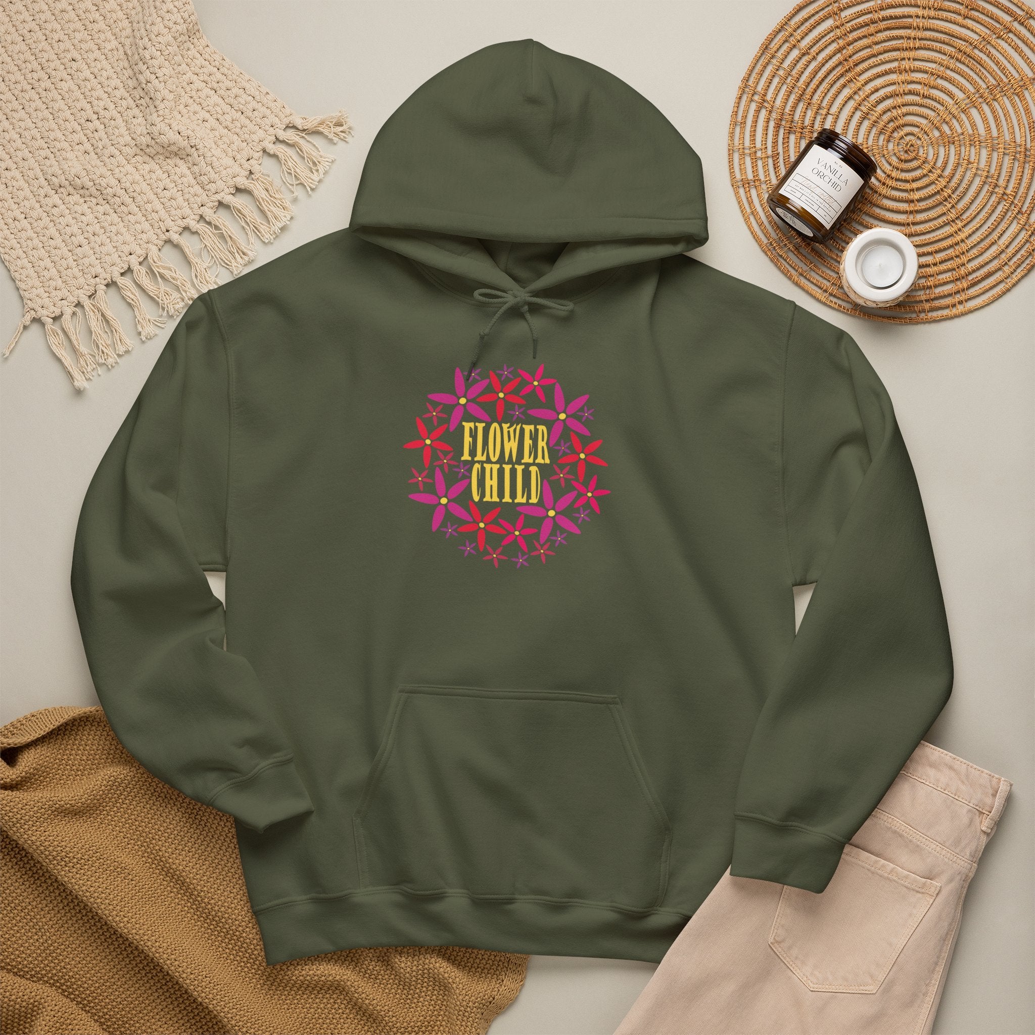 Flower Chil Graphic Design Hoodie — Retro Floral Style