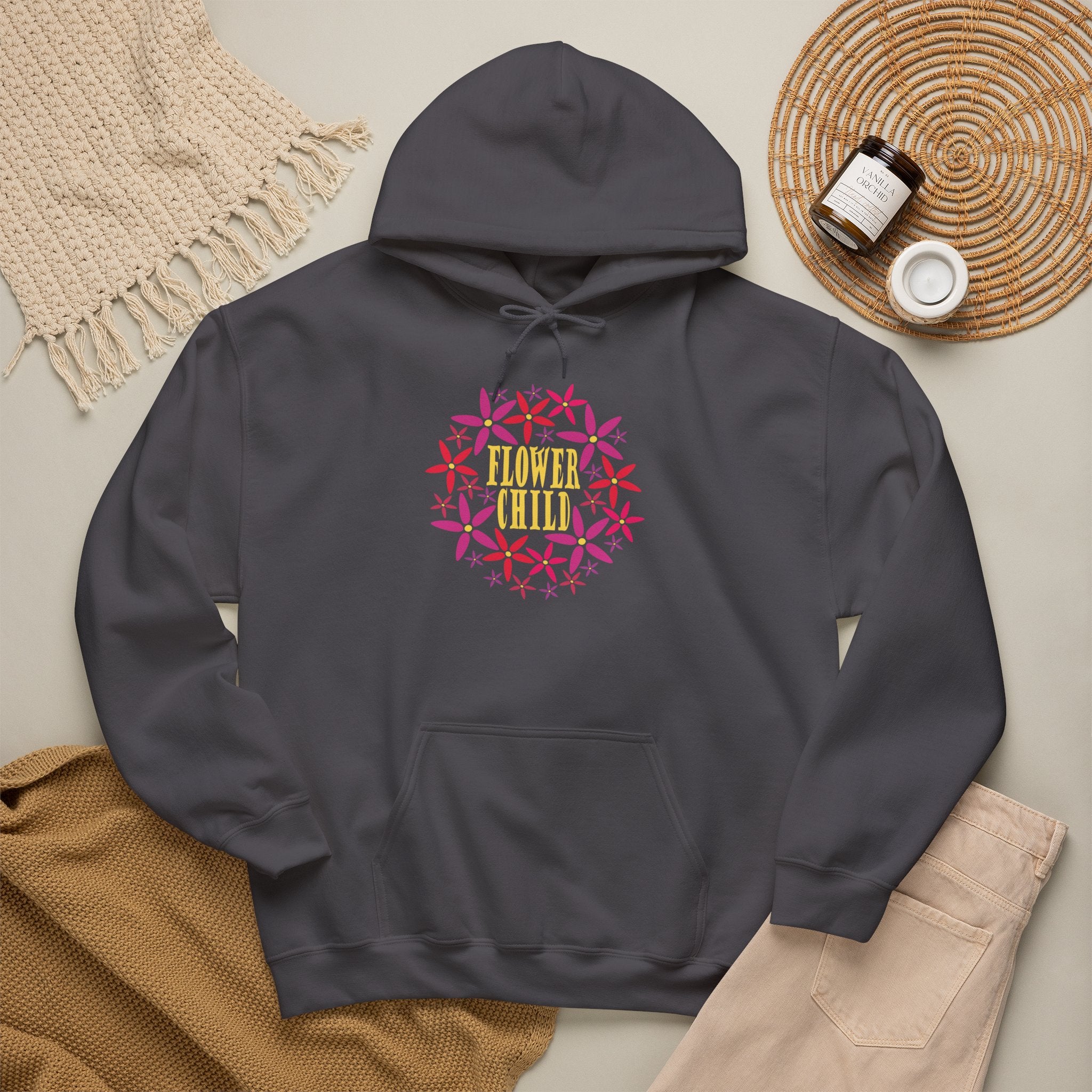 Flower Chil Graphic Design Hoodie — Retro Floral Style