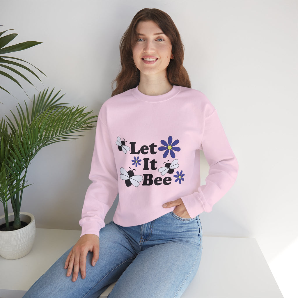Let It Bee Graphic Design Sweatshirt - Cute Bees & Flowers