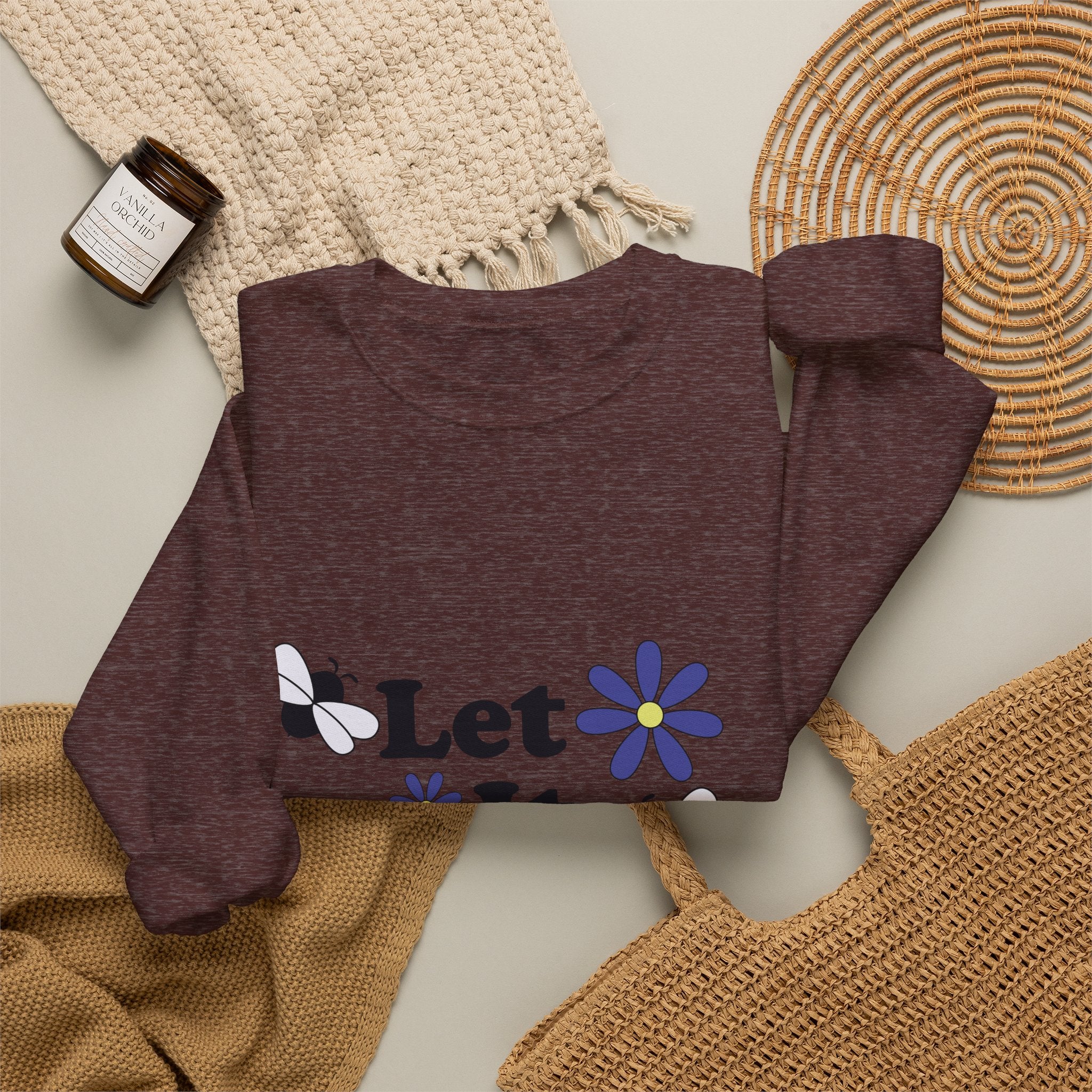 Let It Bee Graphic Design Sweatshirt - Cute Bees & Flowers