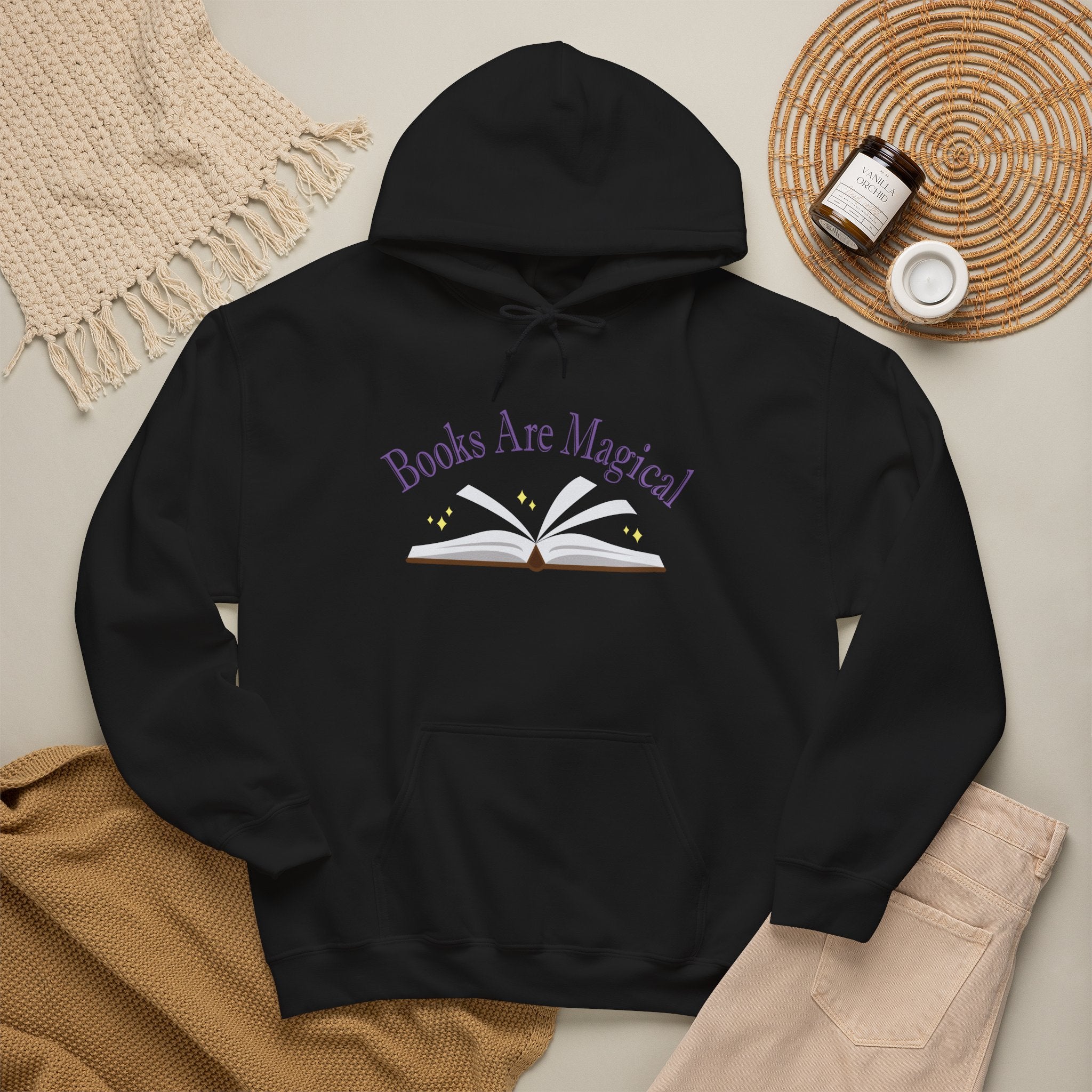Books Are Magical Graphic Design Hoodie — Open Book Design for Readers & Book Lovers
