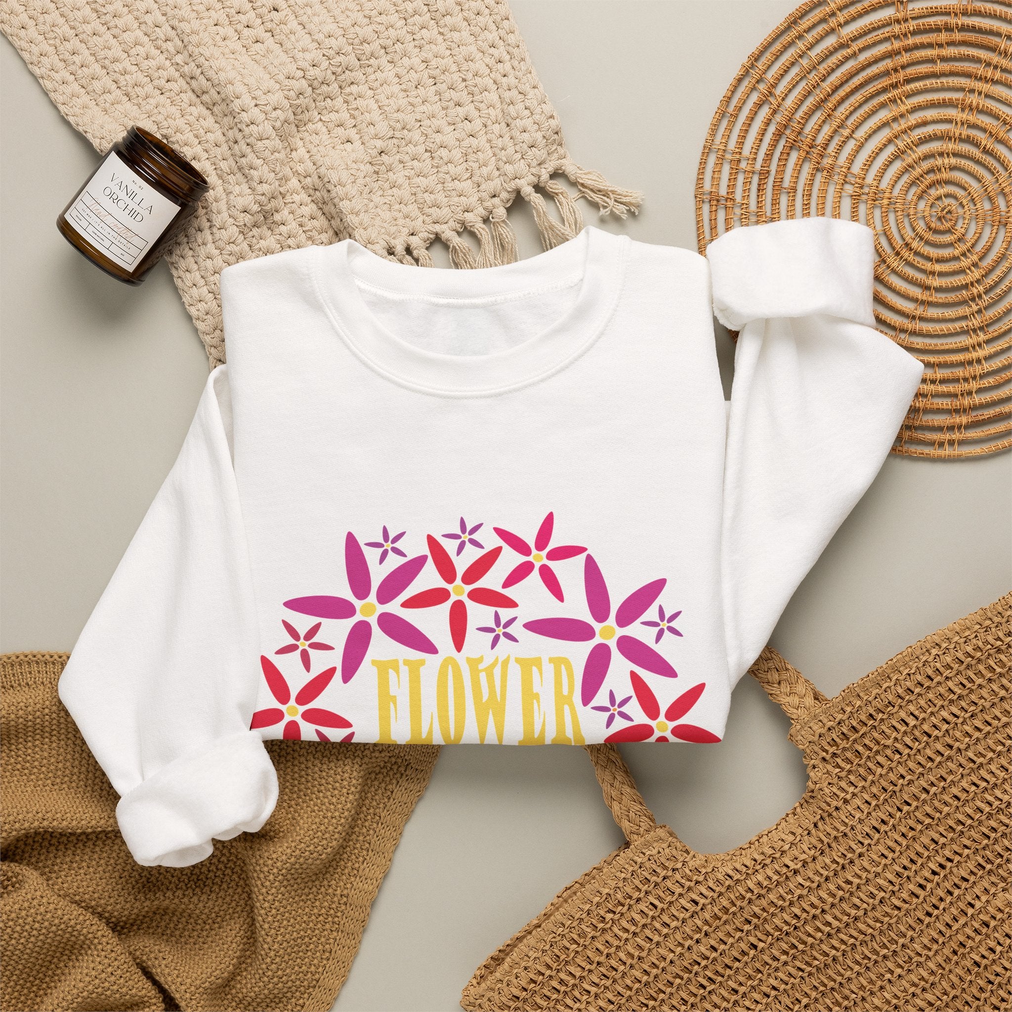 Flower Child Graphic Design Sweatshirt — Retro Floral Style