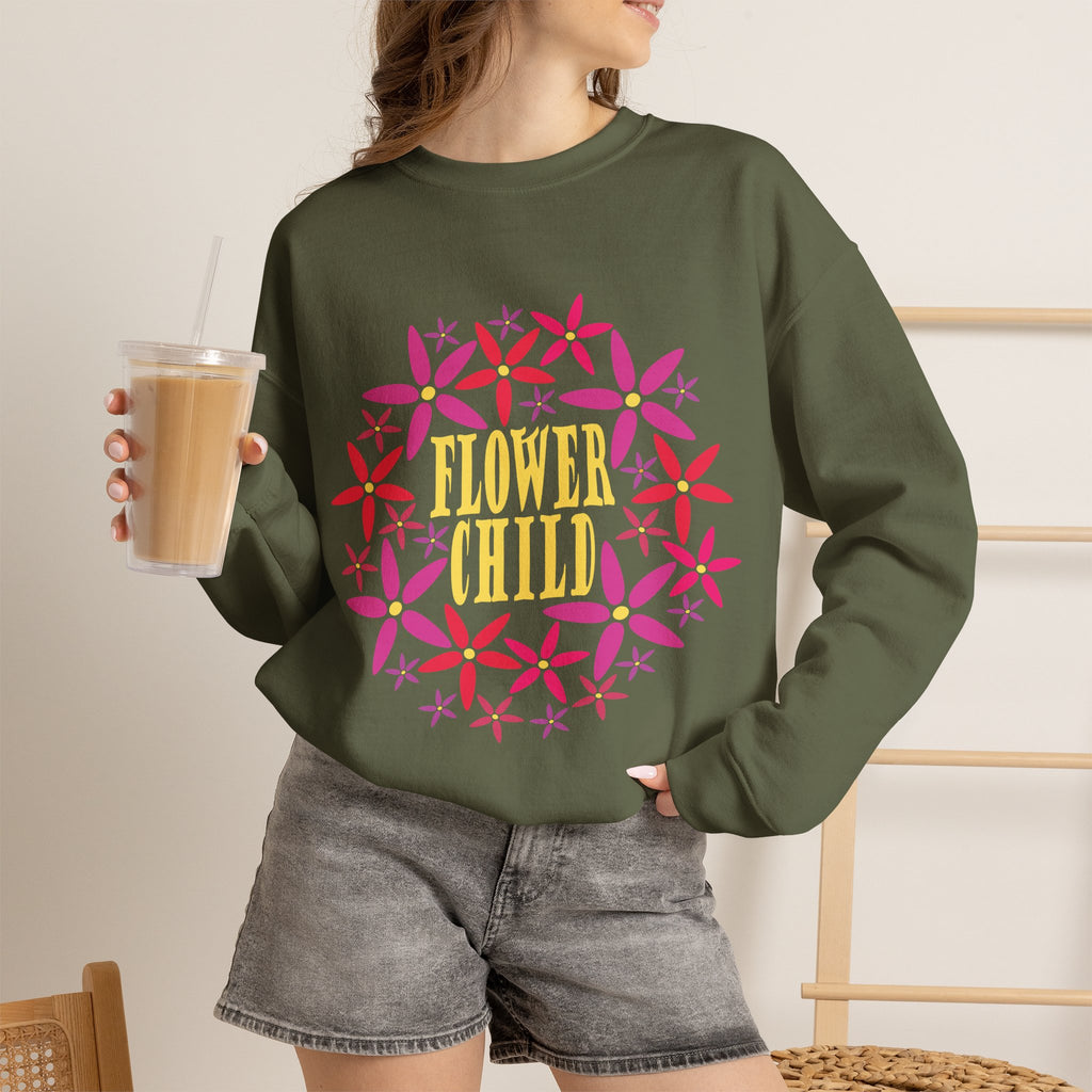Flower Child Graphic Design Sweatshirt — Retro Floral Style