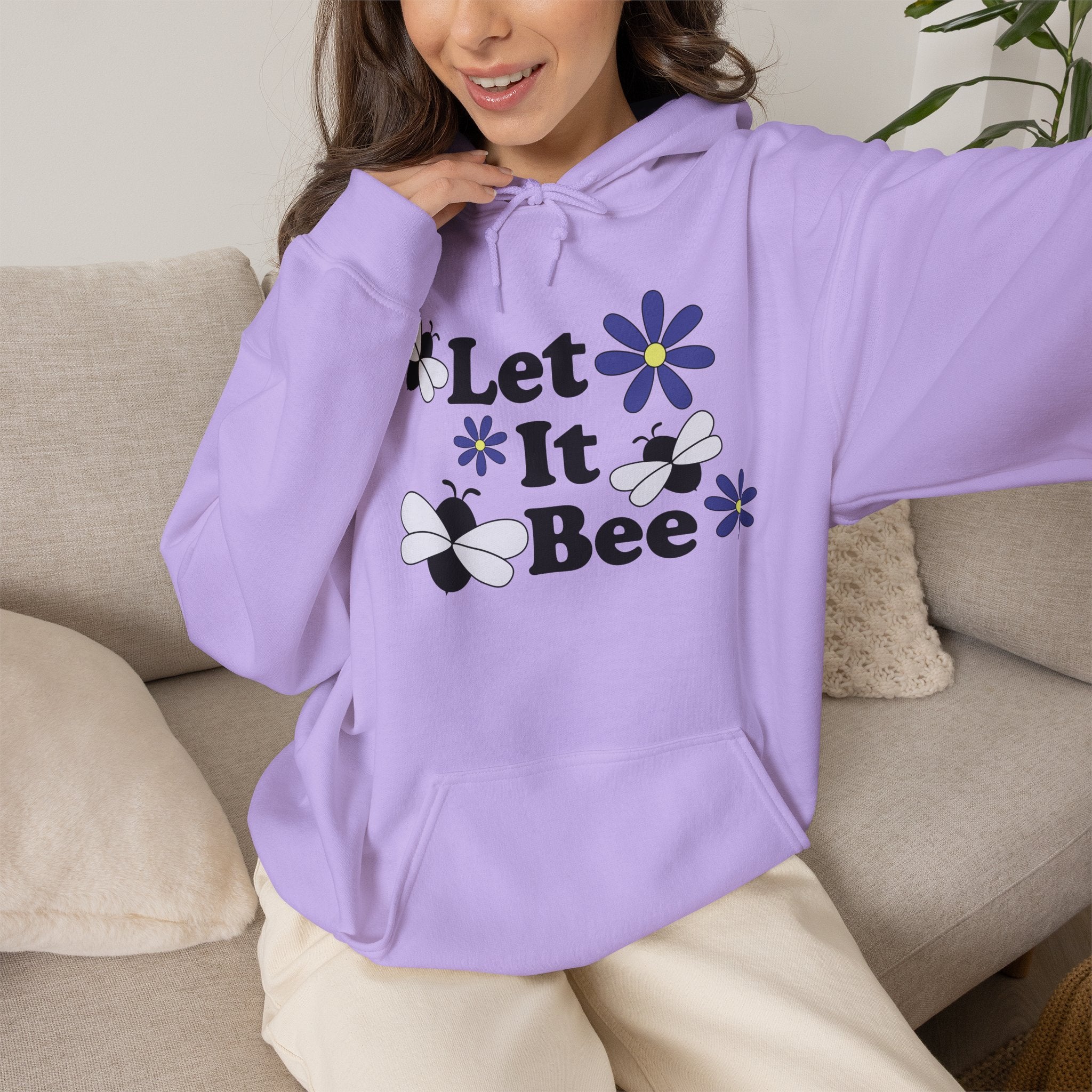 Let It Bee Graphic Design Hoodie – Cute Bees & Flowers