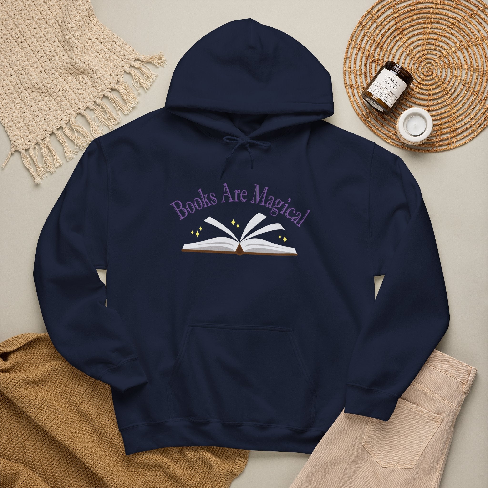 Books Are Magical Graphic Design Hoodie — Open Book Design for Readers & Book Lovers