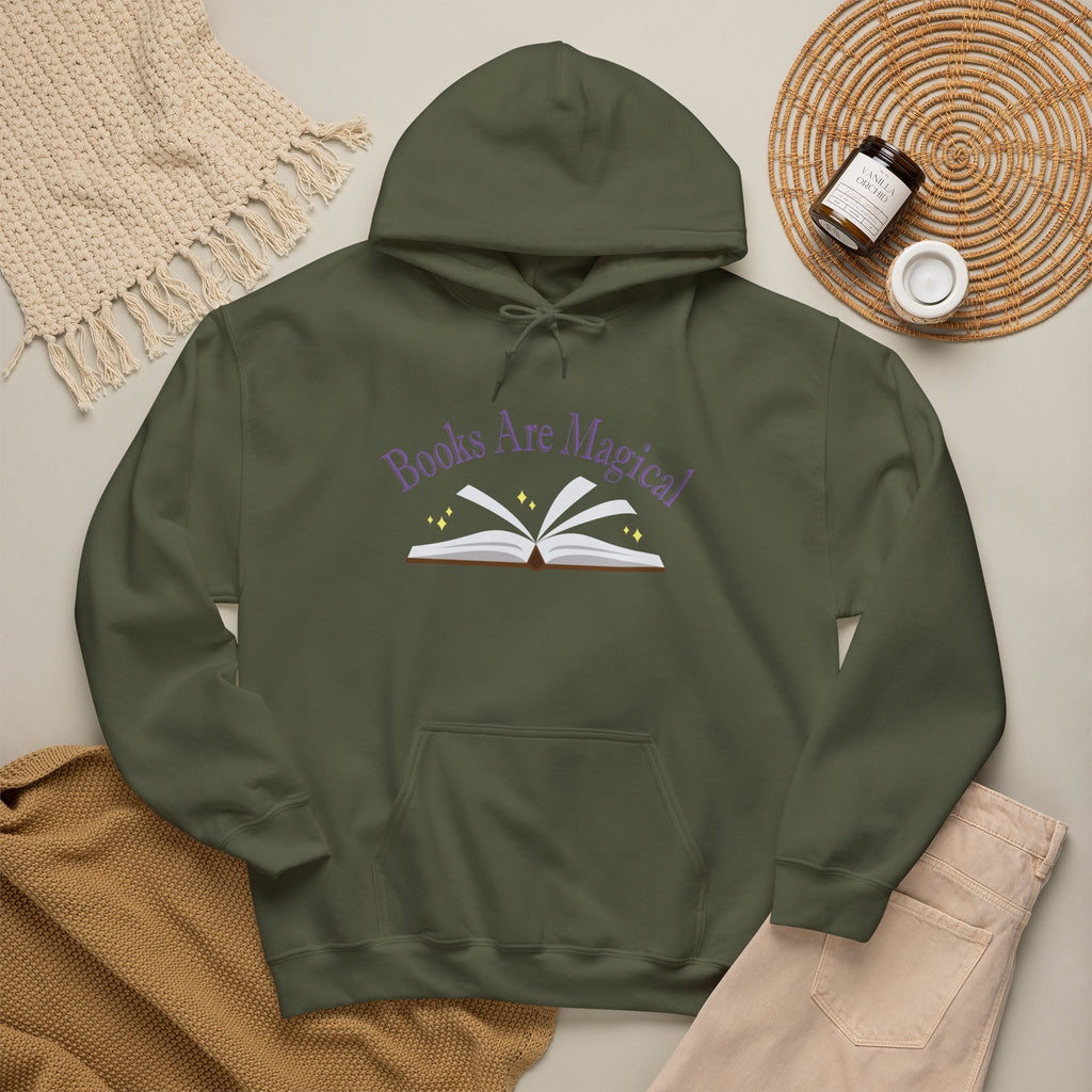 Books Are Magical Graphic Design Hoodie — Open Book Design for Readers & Book Lovers