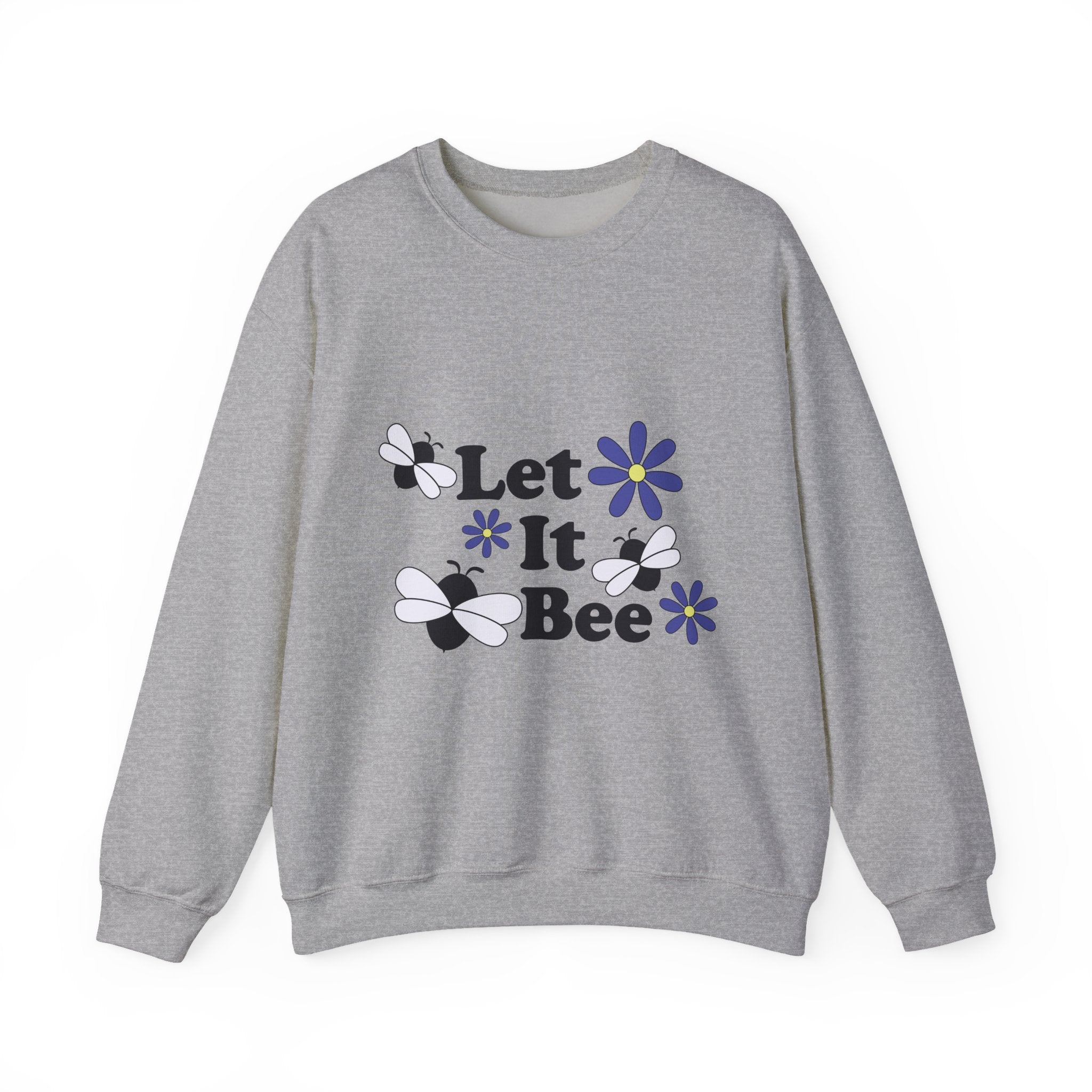 Let It Bee Graphic Design Sweatshirt - Cute Bees & Flowers