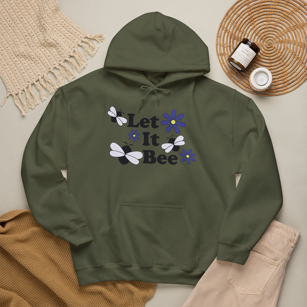 Let It Bee Graphic Design Hoodie – Cute Bees & Flowers