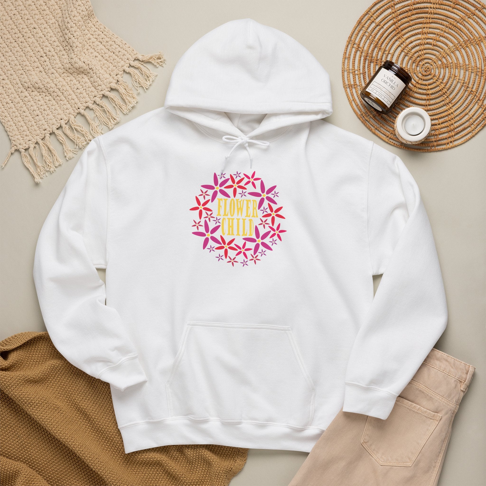 Flower Chil Graphic Design Hoodie — Retro Floral Style