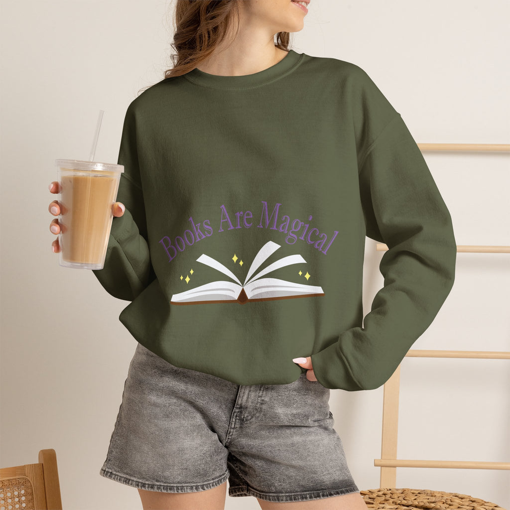 Books Are Magical Graphic Design Sweatshirt — Open Book Design for Readers & Book Lovers