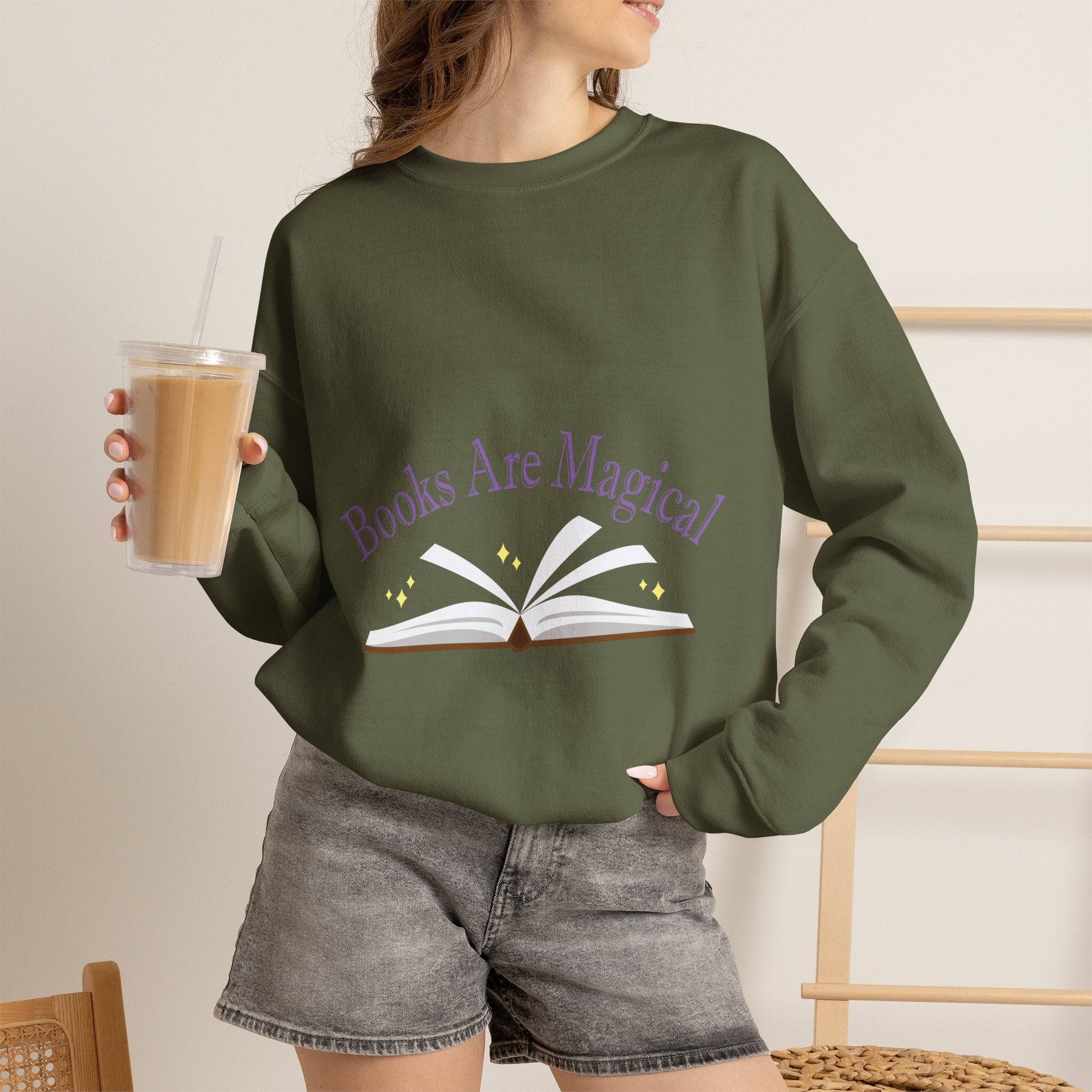 Books Are Magical Graphic Design Sweatshirt — Open Book Design for Readers & Book Lovers