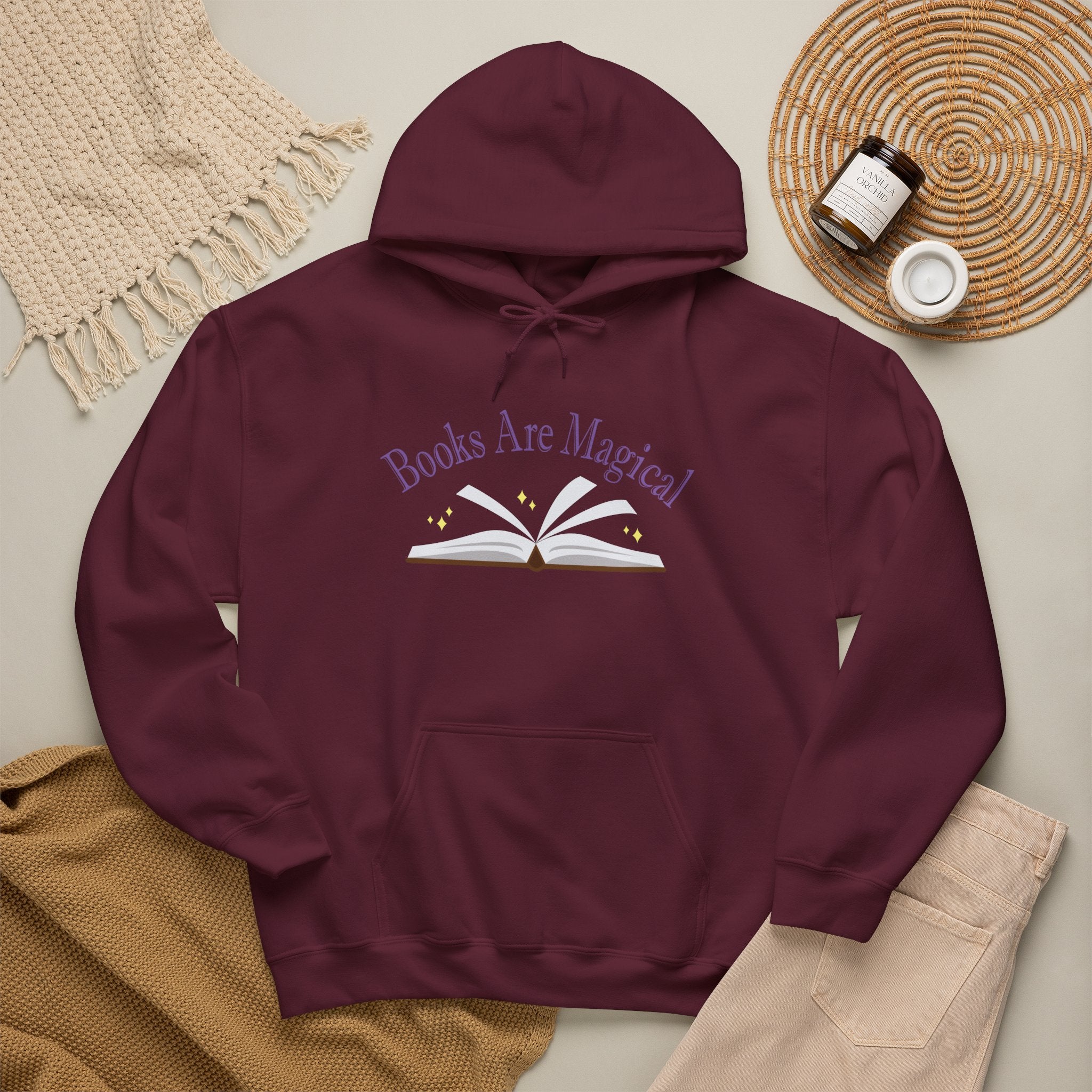 Books Are Magical Graphic Design Hoodie — Open Book Design for Readers & Book Lovers