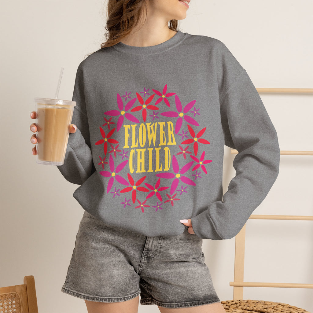 Flower Child Graphic Design Sweatshirt — Retro Floral Style