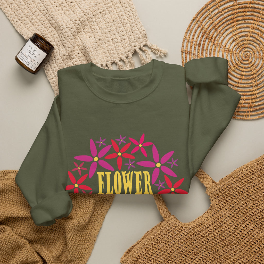 Flower Child Graphic Design Sweatshirt — Retro Floral Style
