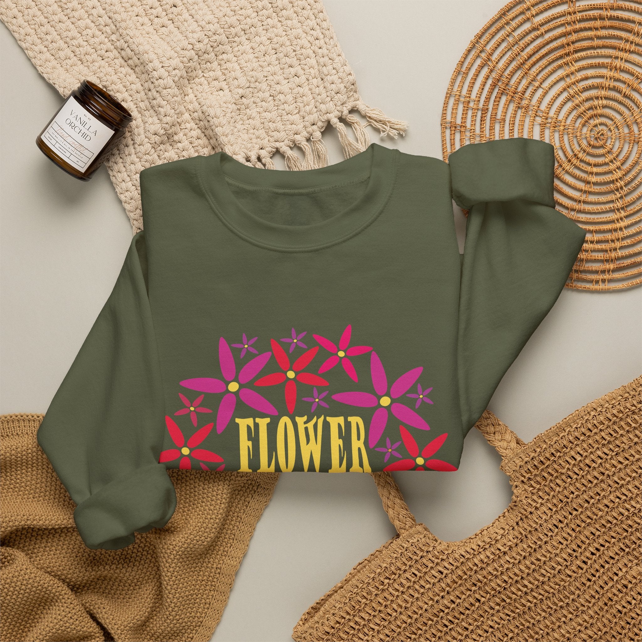 Flower Child Graphic Design Sweatshirt — Retro Floral Style