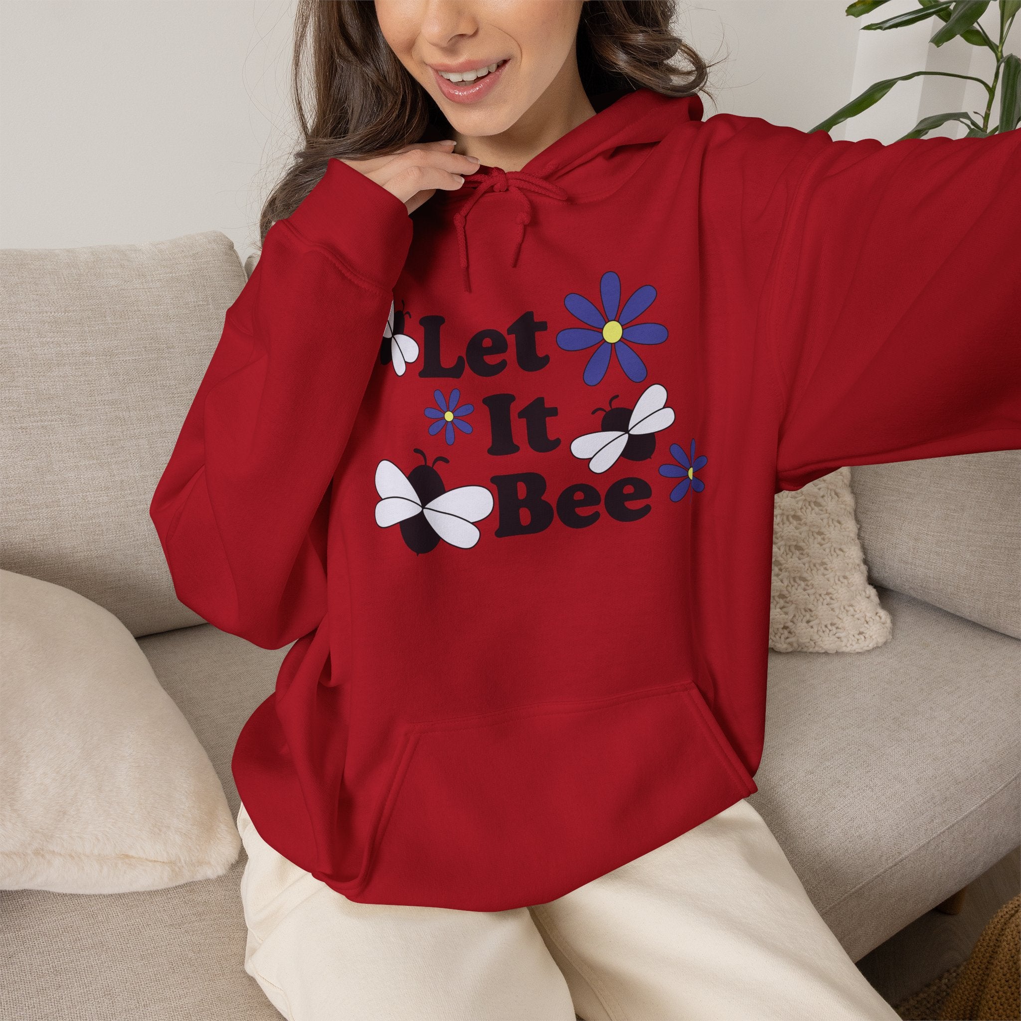 Let It Bee Graphic Design Hoodie – Cute Bees & Flowers