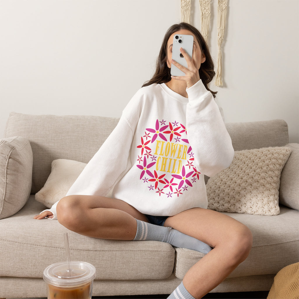 Flower Child Graphic Design Sweatshirt — Retro Floral Style