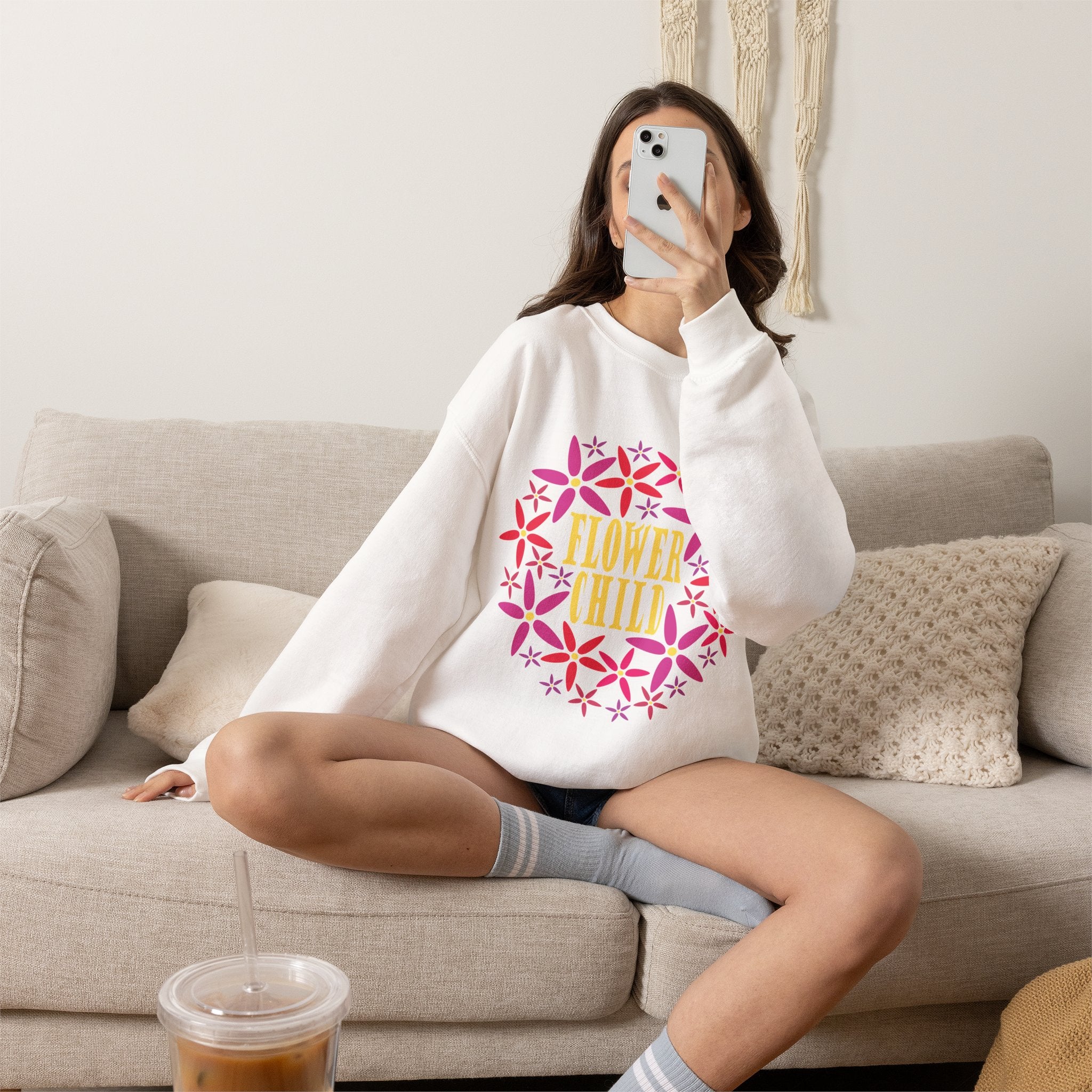 Flower Child Graphic Design Sweatshirt — Retro Floral Style