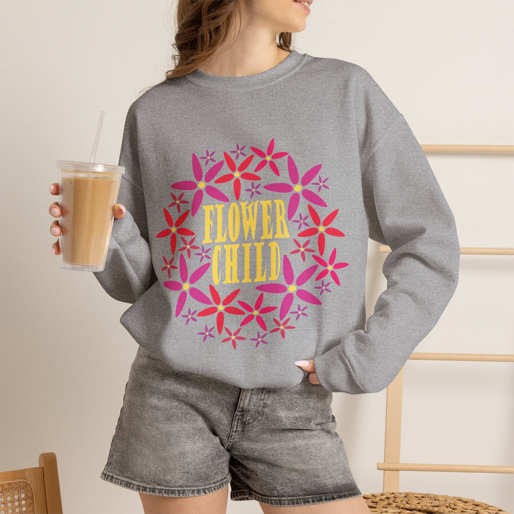 Flower Child Graphic Design Sweatshirt — Retro Floral Style