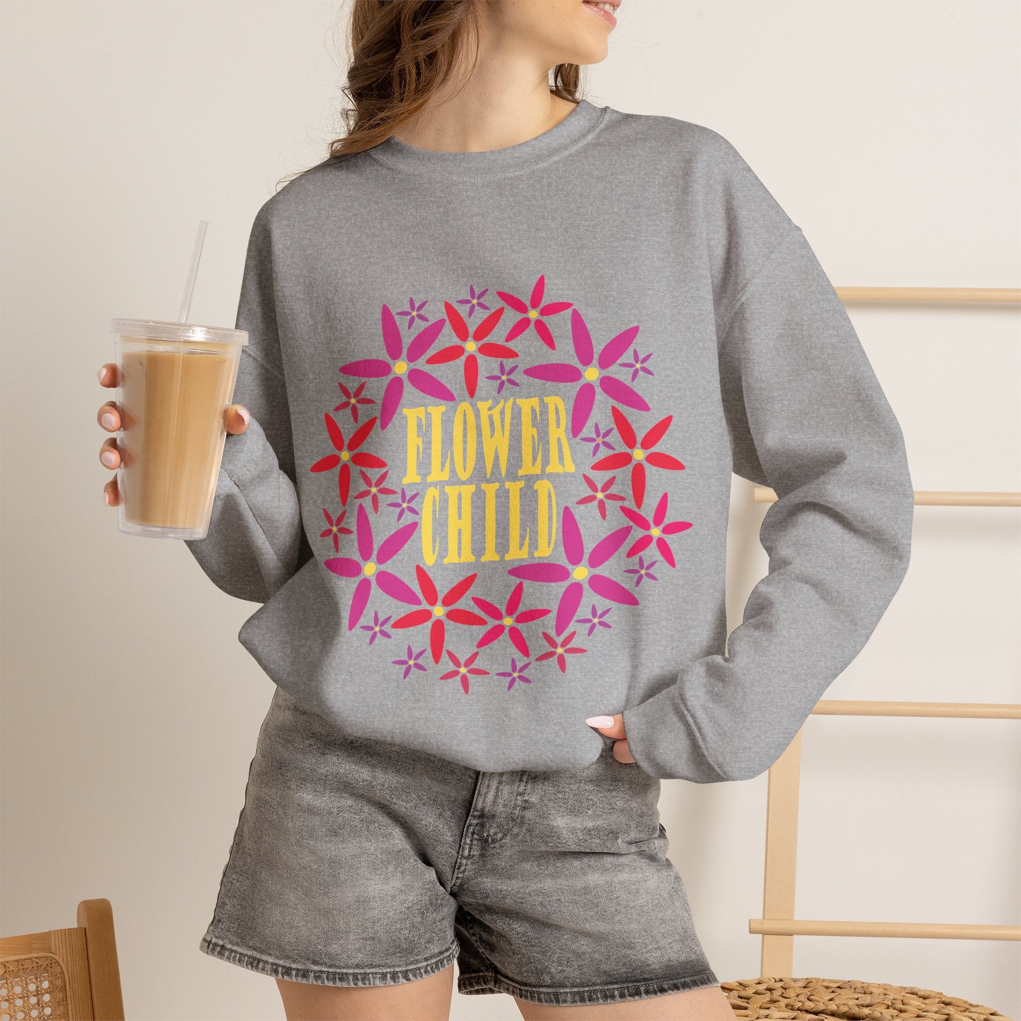 Flower Child Graphic Design Sweatshirt — Retro Floral Style