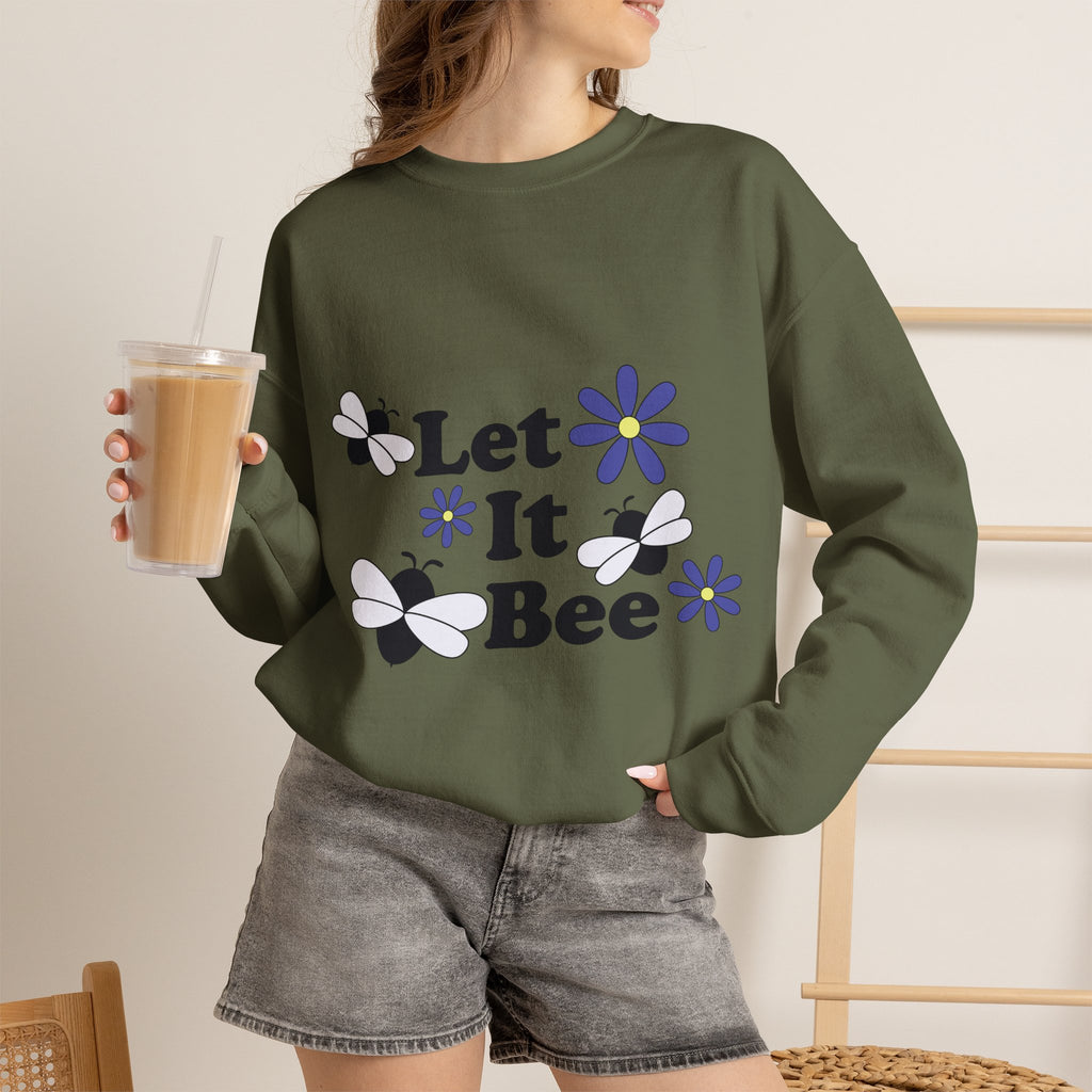 Let It Bee Graphic Design Sweatshirt - Cute Bees & Flowers