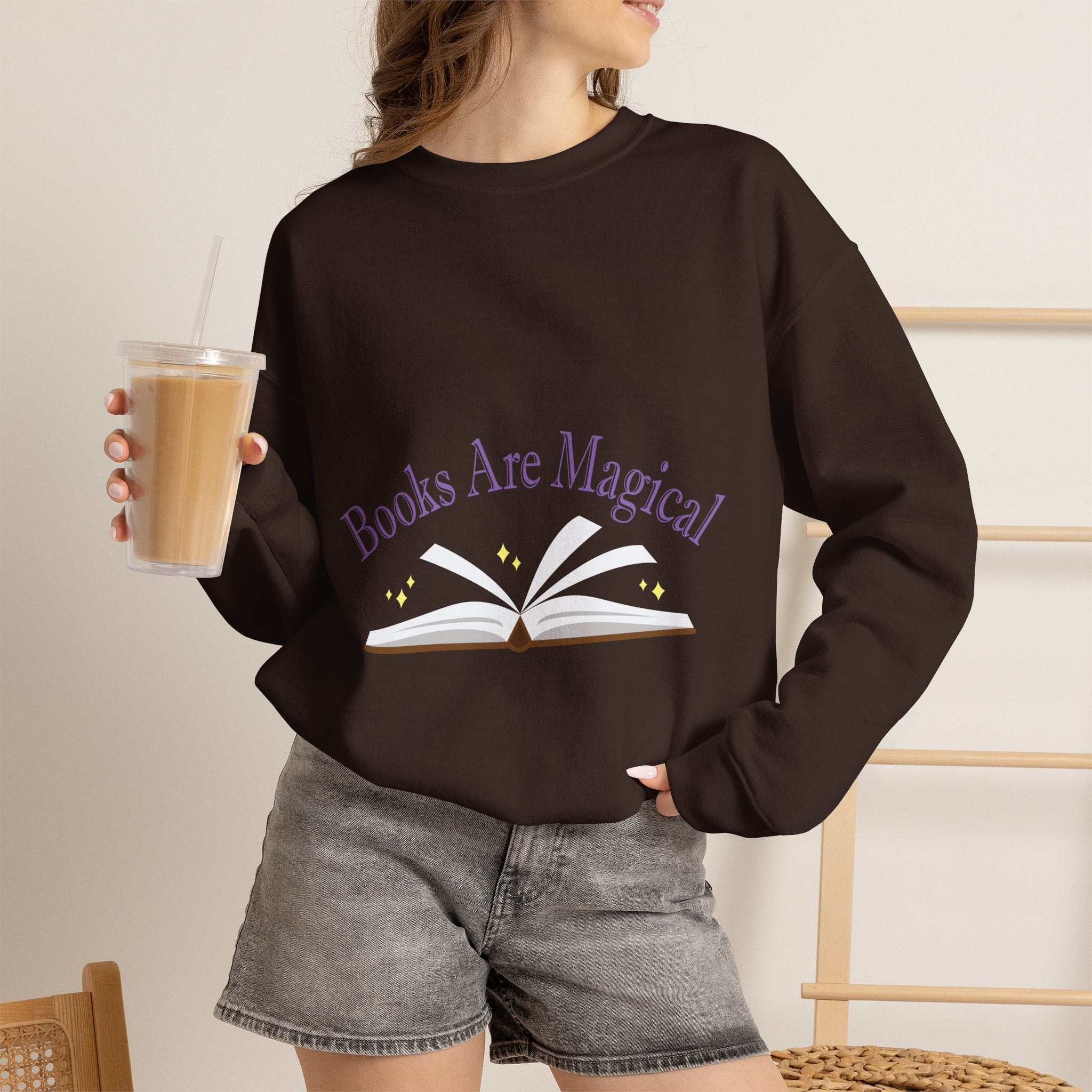 Books Are Magical Graphic Design Sweatshirt — Open Book Design for Readers & Book Lovers