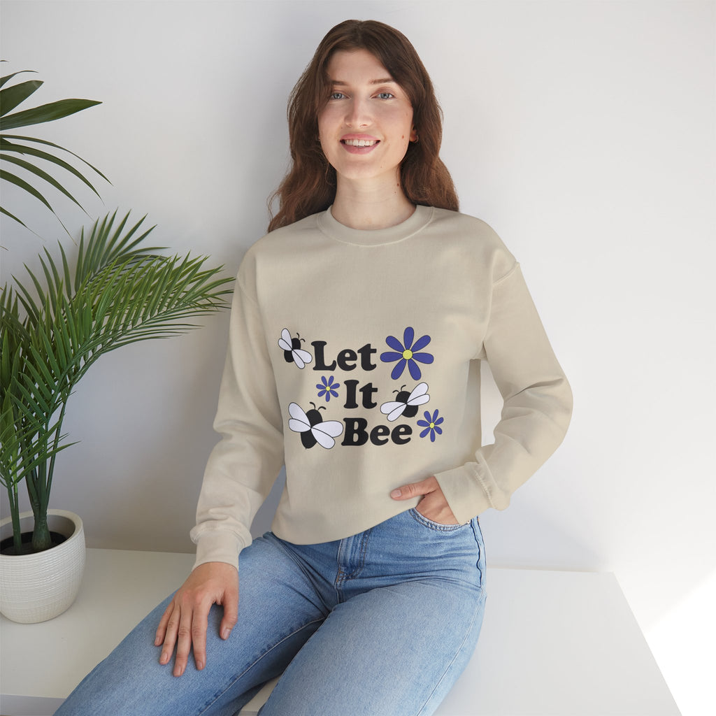 Let It Bee Graphic Design Sweatshirt - Cute Bees & Flowers