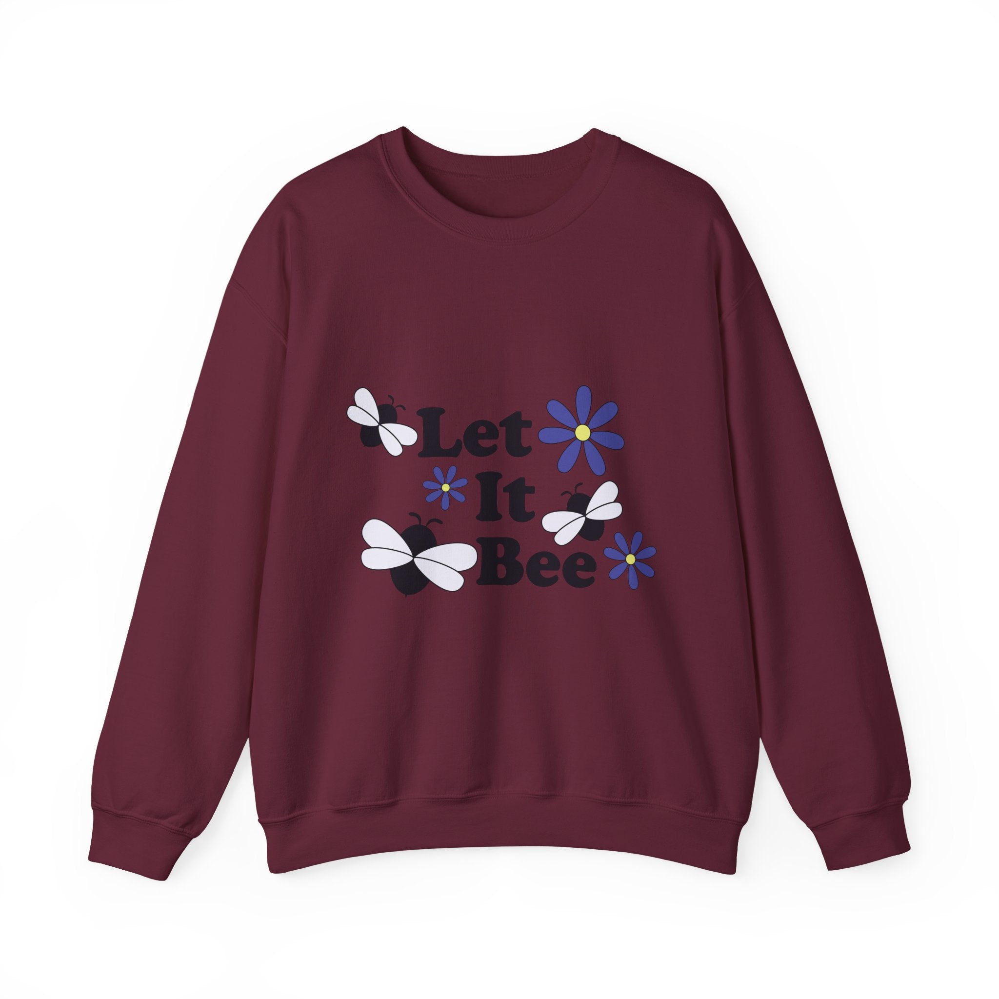 Let It Bee Graphic Design Sweatshirt - Cute Bees & Flowers