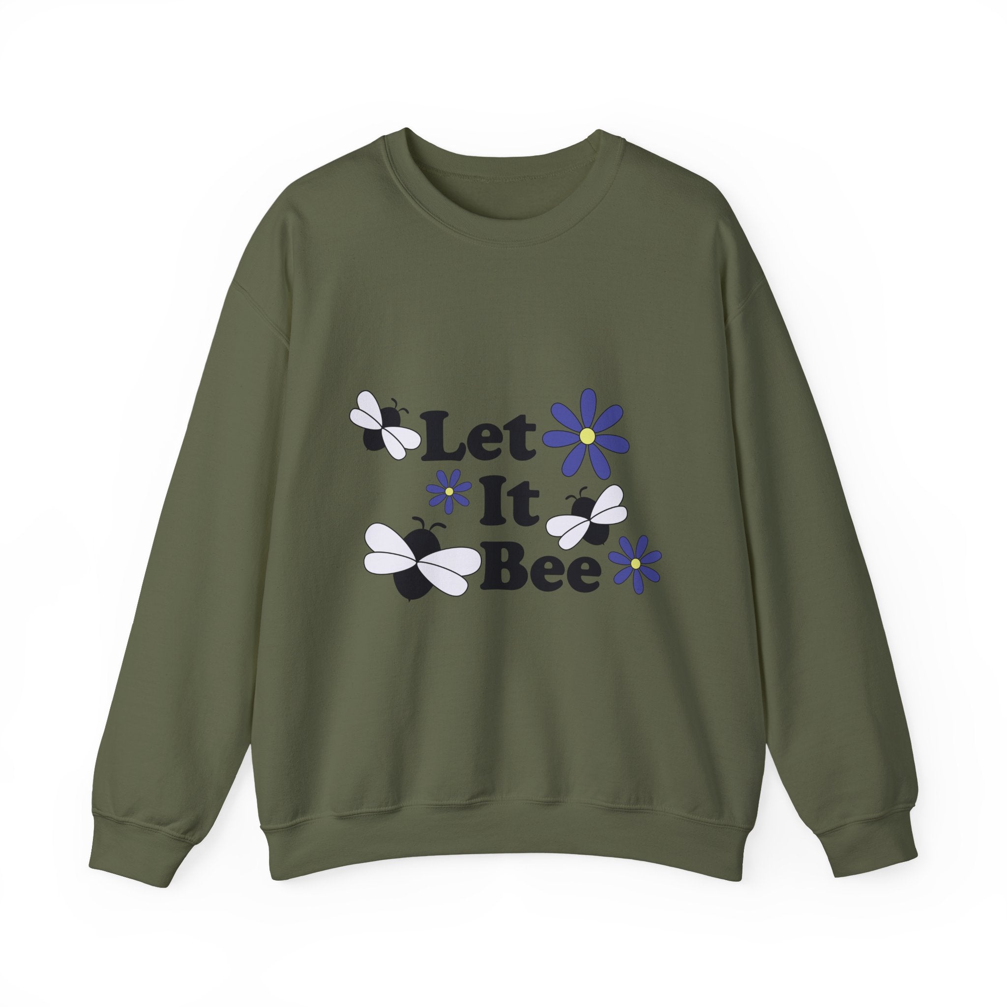 Let It Bee Graphic Design Sweatshirt - Cute Bees & Flowers