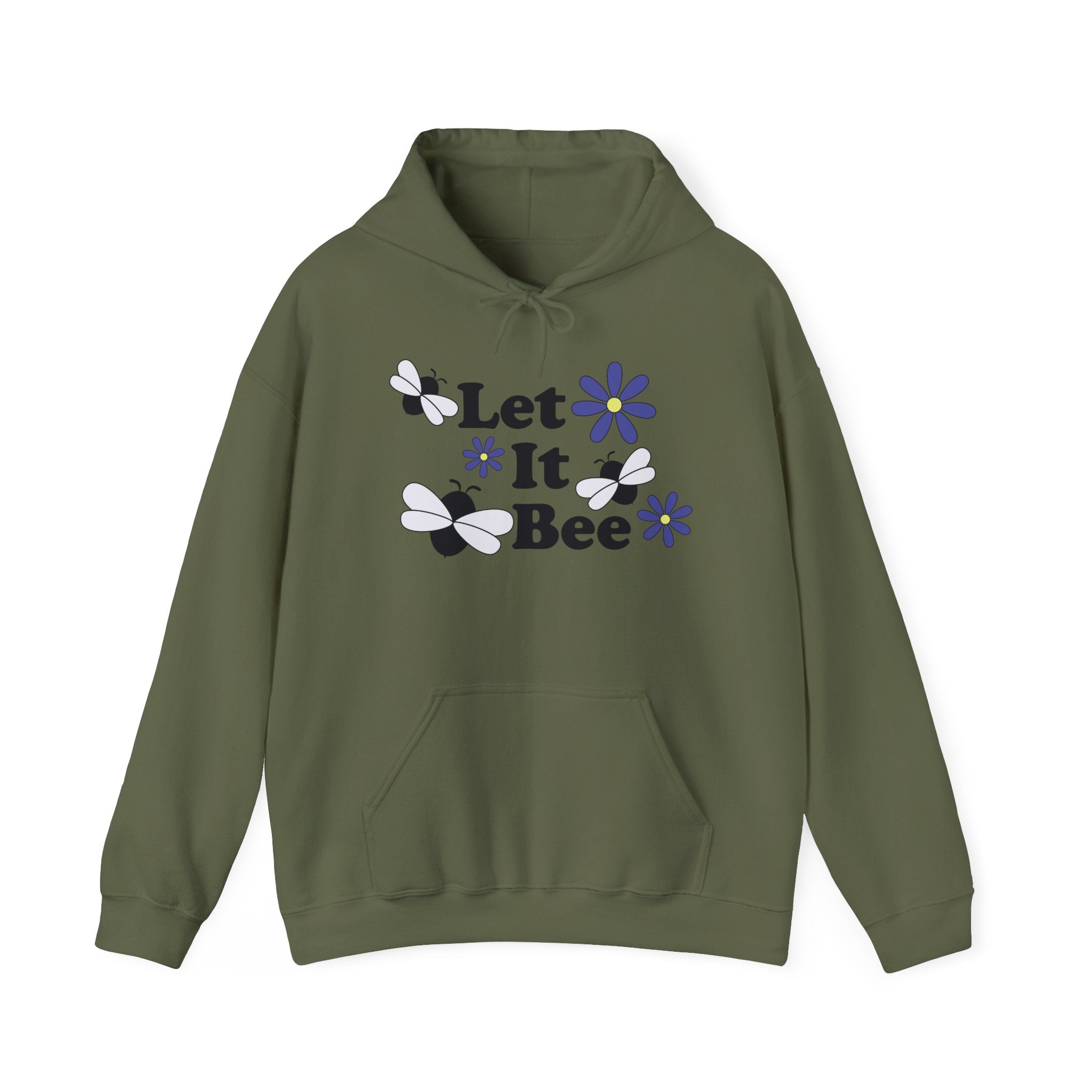 Let It Bee Graphic Design Hoodie – Cute Bees & Flowers