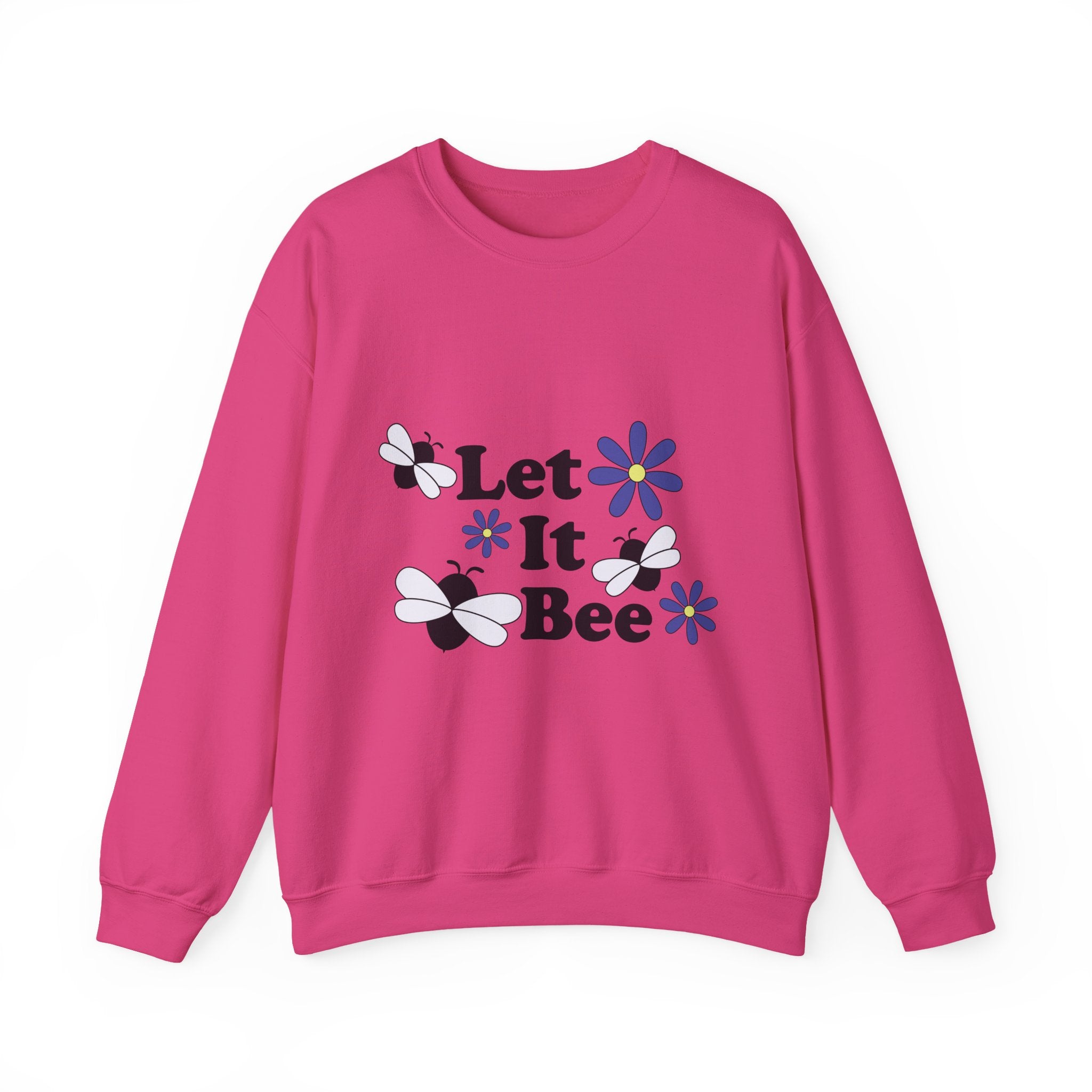 Let It Bee Graphic Design Sweatshirt - Cute Bees & Flowers