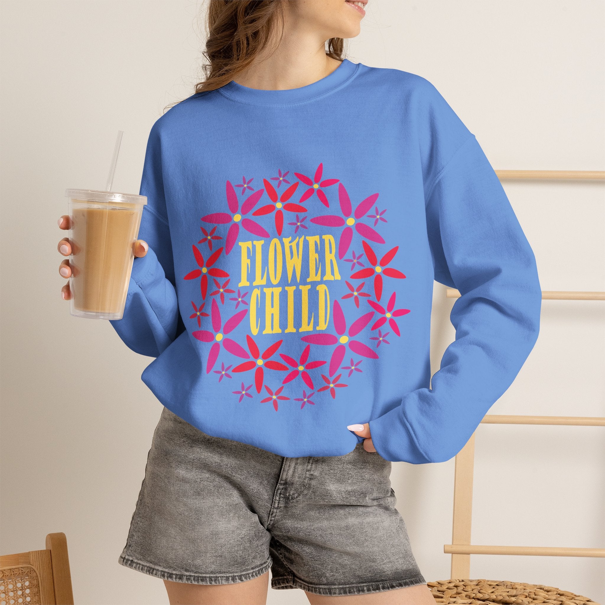 Flower Child Graphic Design Sweatshirt — Retro Floral Style