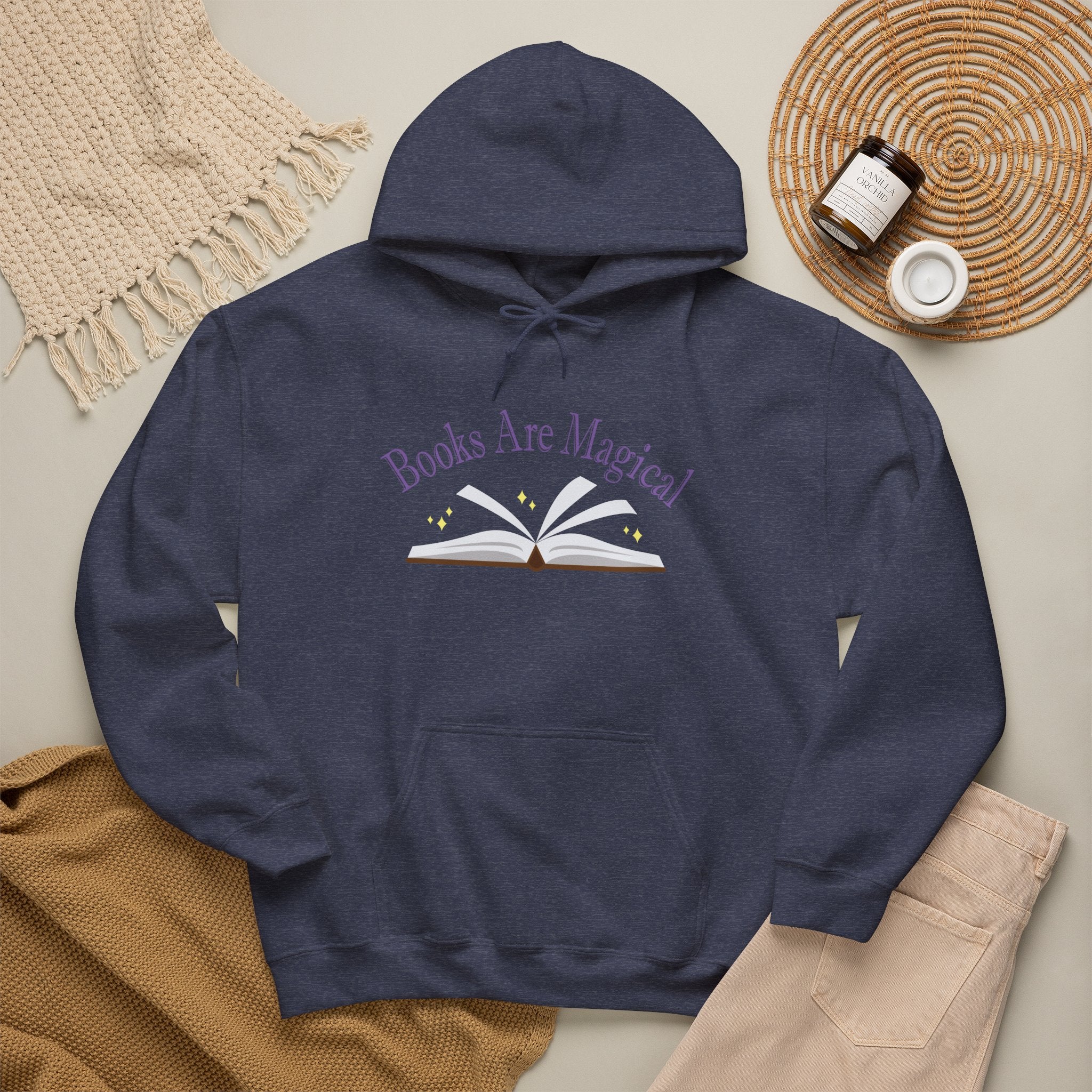 Books Are Magical Graphic Design Hoodie — Open Book Design for Readers & Book Lovers