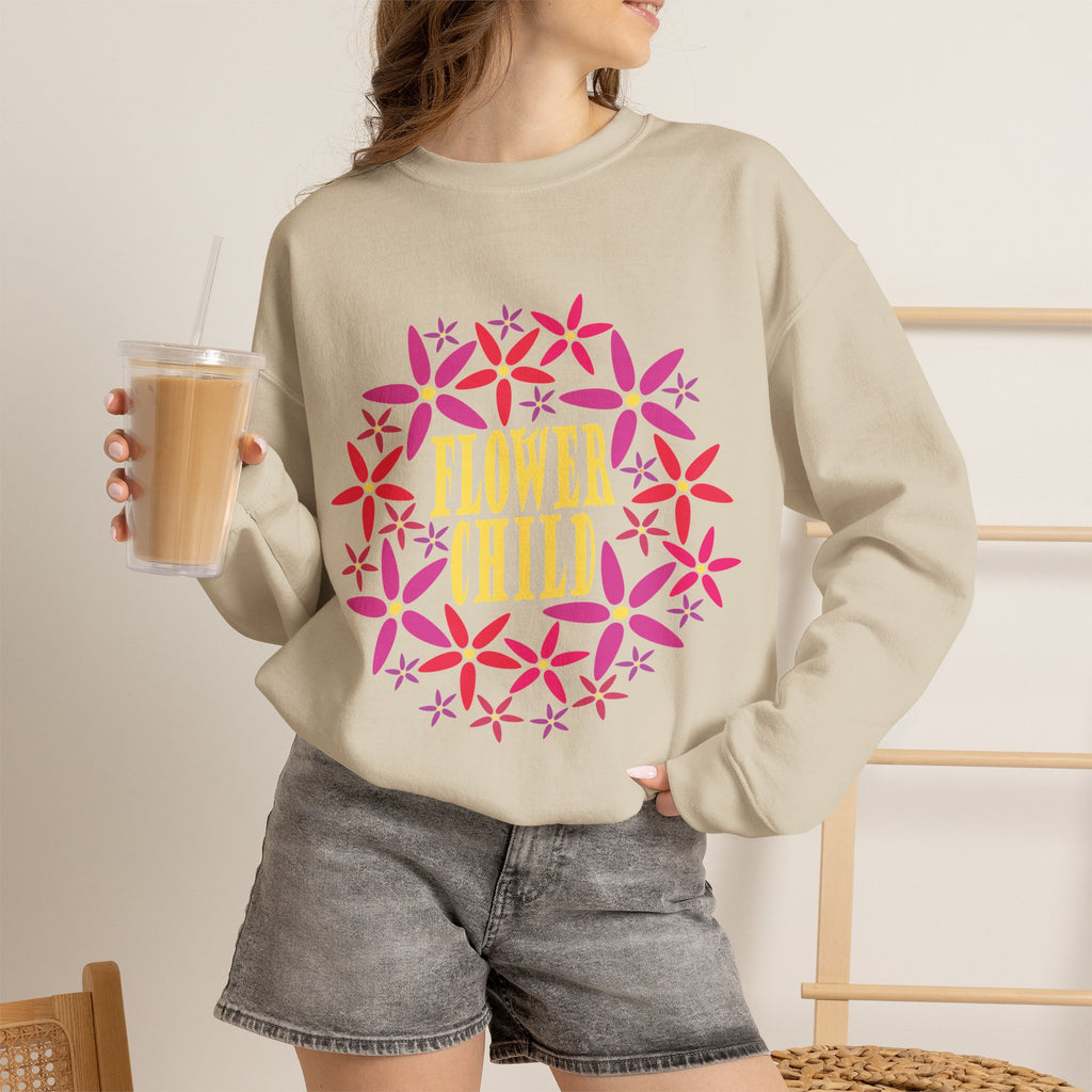 Flower Child Graphic Design Sweatshirt — Retro Floral Style