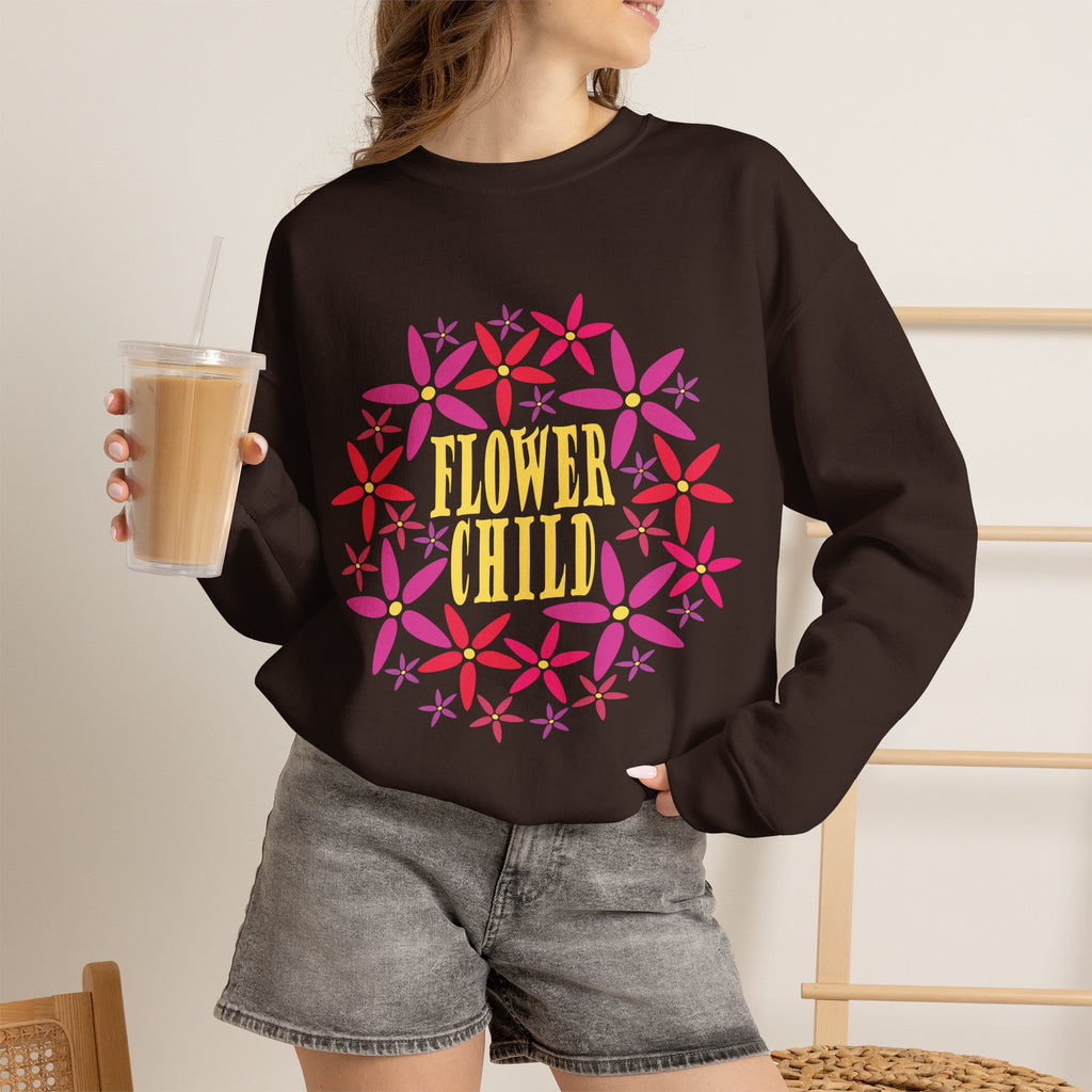 Flower Child Graphic Design Sweatshirt — Retro Floral Style