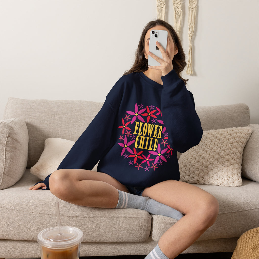 Flower Child Graphic Design Sweatshirt — Retro Floral Style