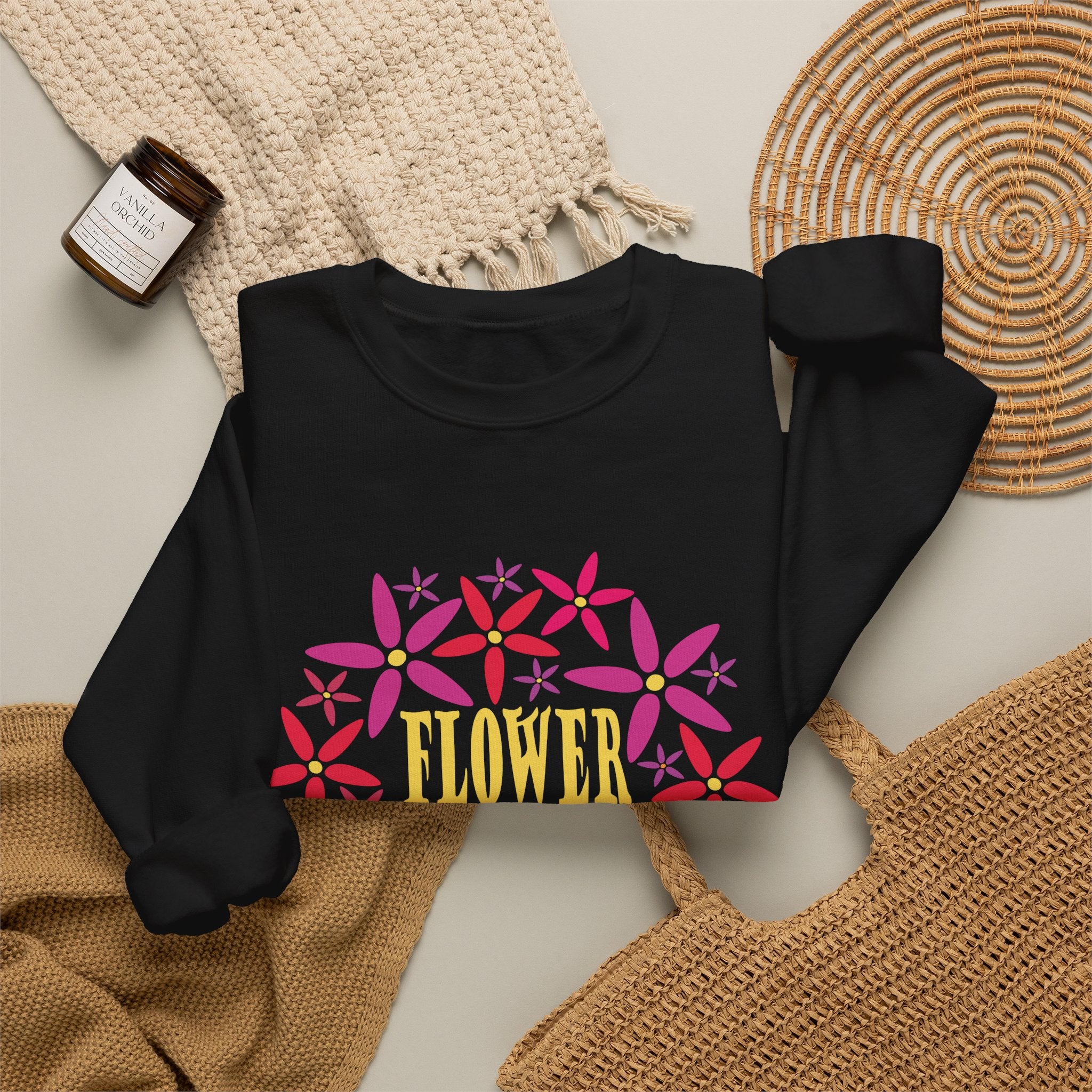 Flower Child Graphic Design Sweatshirt — Retro Floral Style