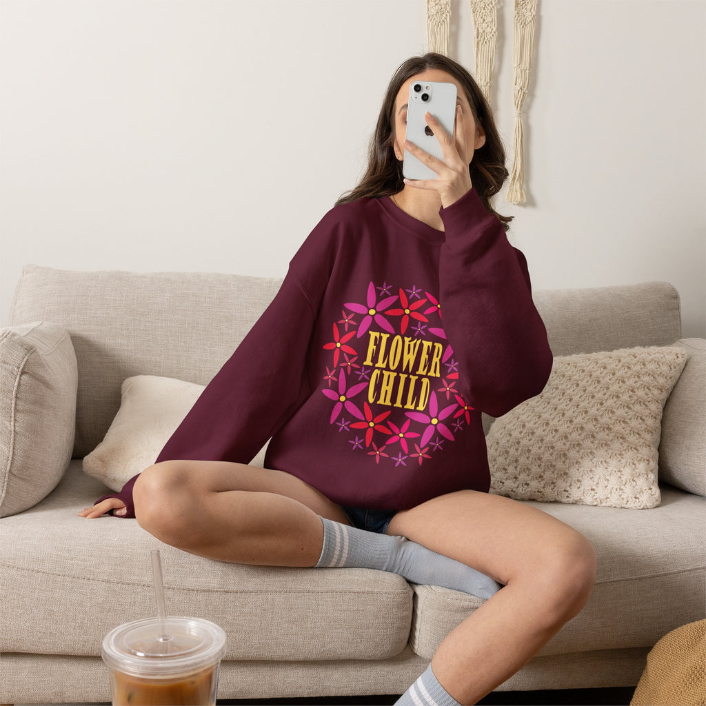 Flower Child Graphic Design Sweatshirt — Retro Floral Style