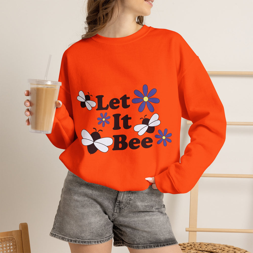 Let It Bee Graphic Design Sweatshirt - Cute Bees & Flowers