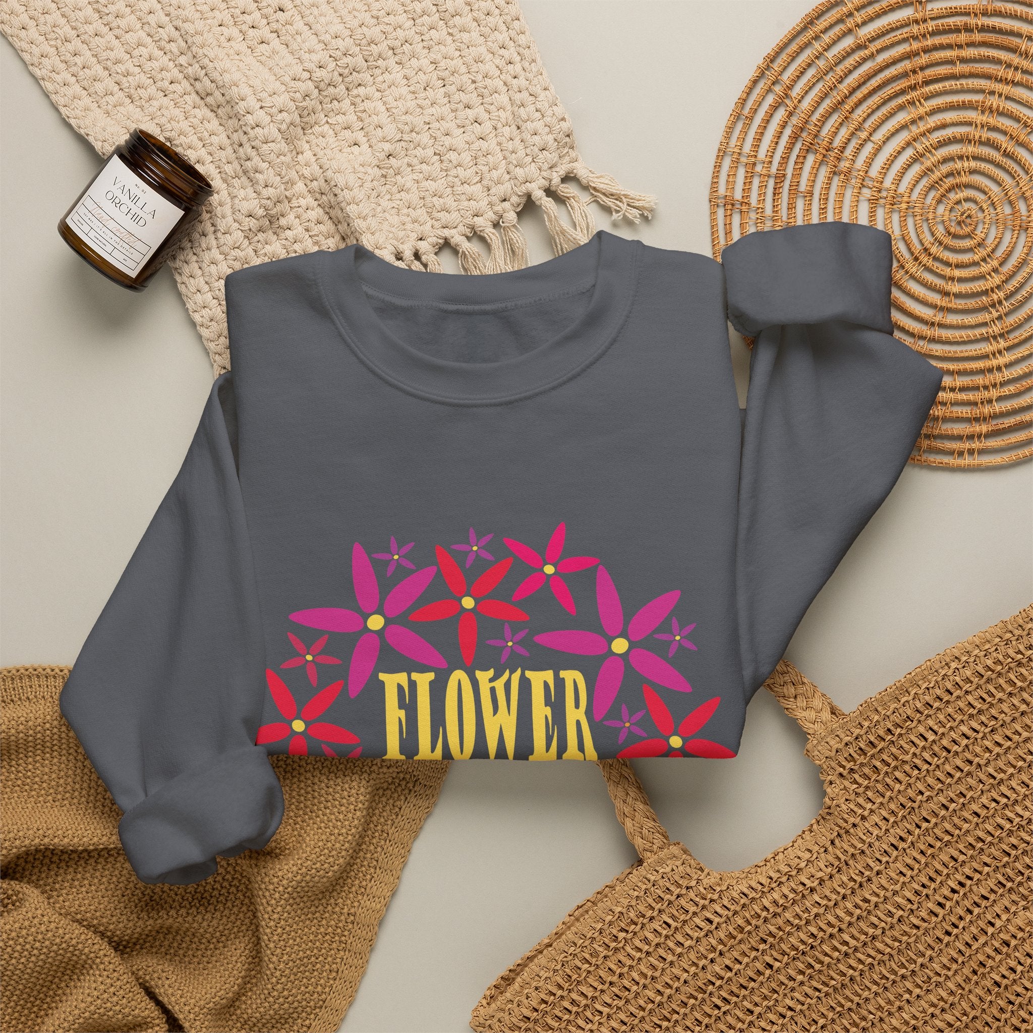 Flower Child Graphic Design Sweatshirt — Retro Floral Style
