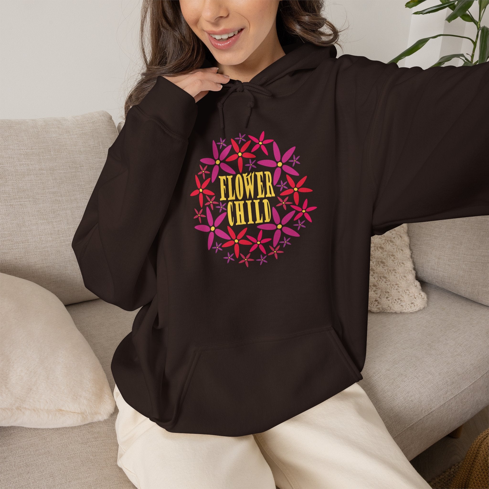 Flower Chil Graphic Design Hoodie — Retro Floral Style