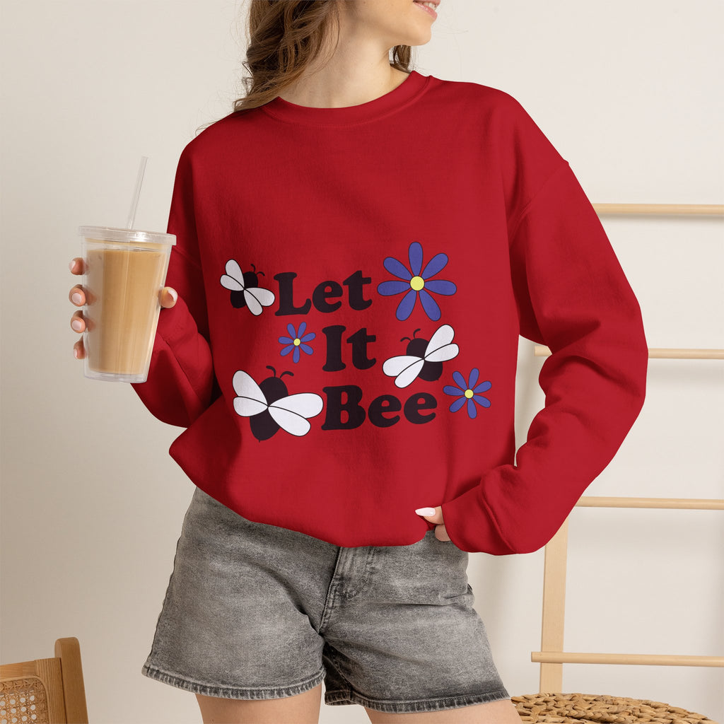 Let It Bee Graphic Design Sweatshirt - Cute Bees & Flowers