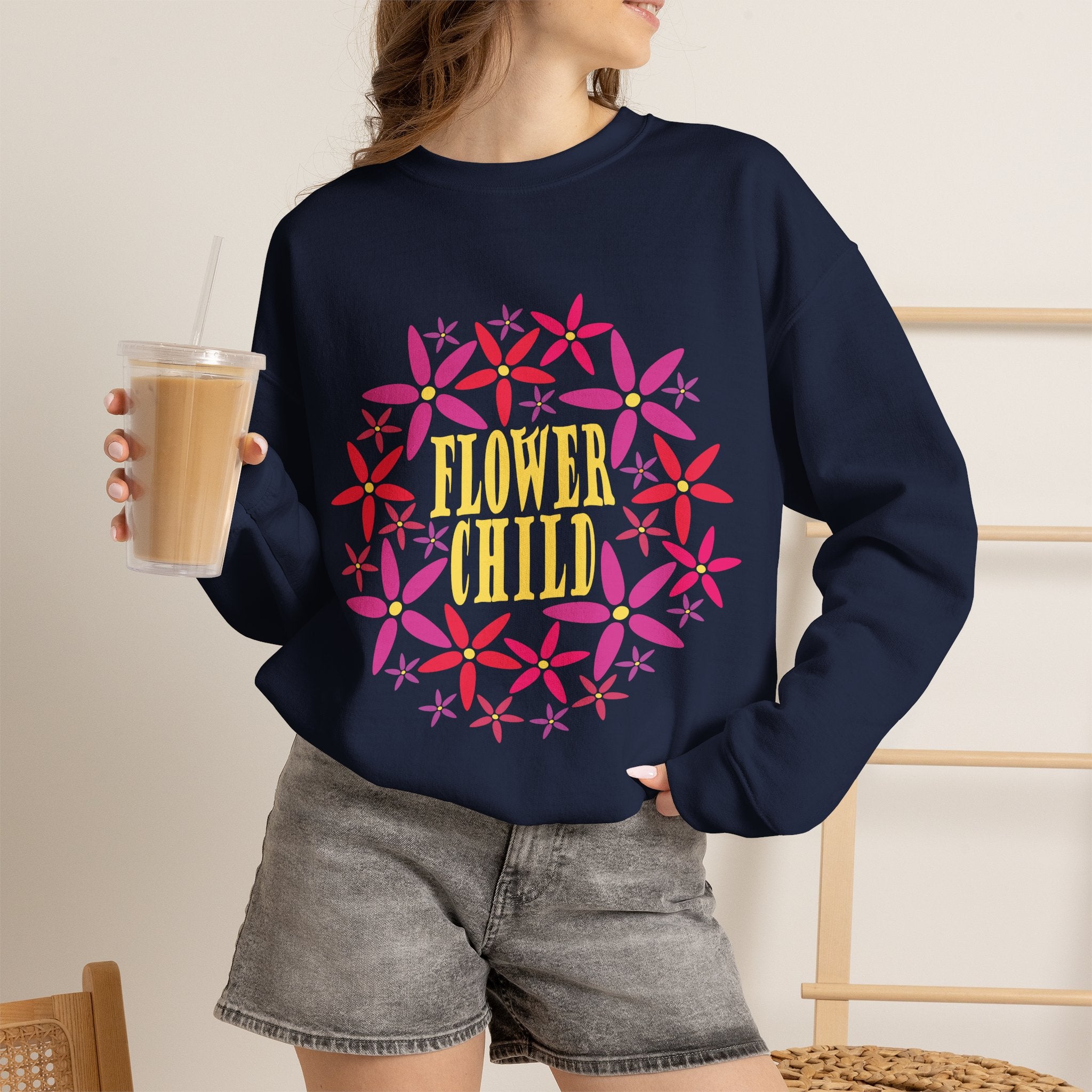 Flower Child Graphic Design Sweatshirt — Retro Floral Style