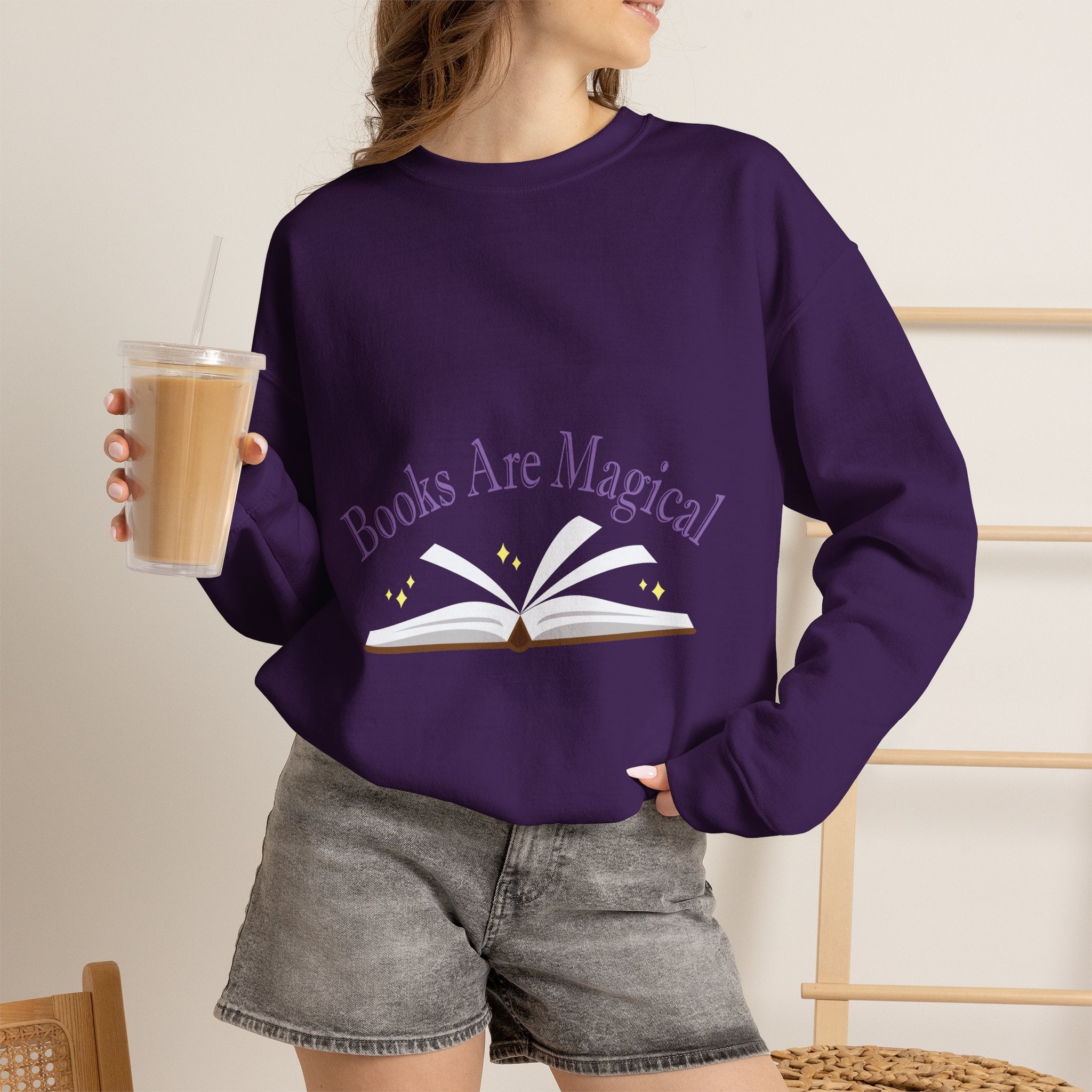Books Are Magical Graphic Design Sweatshirt — Open Book Design for Readers & Book Lovers
